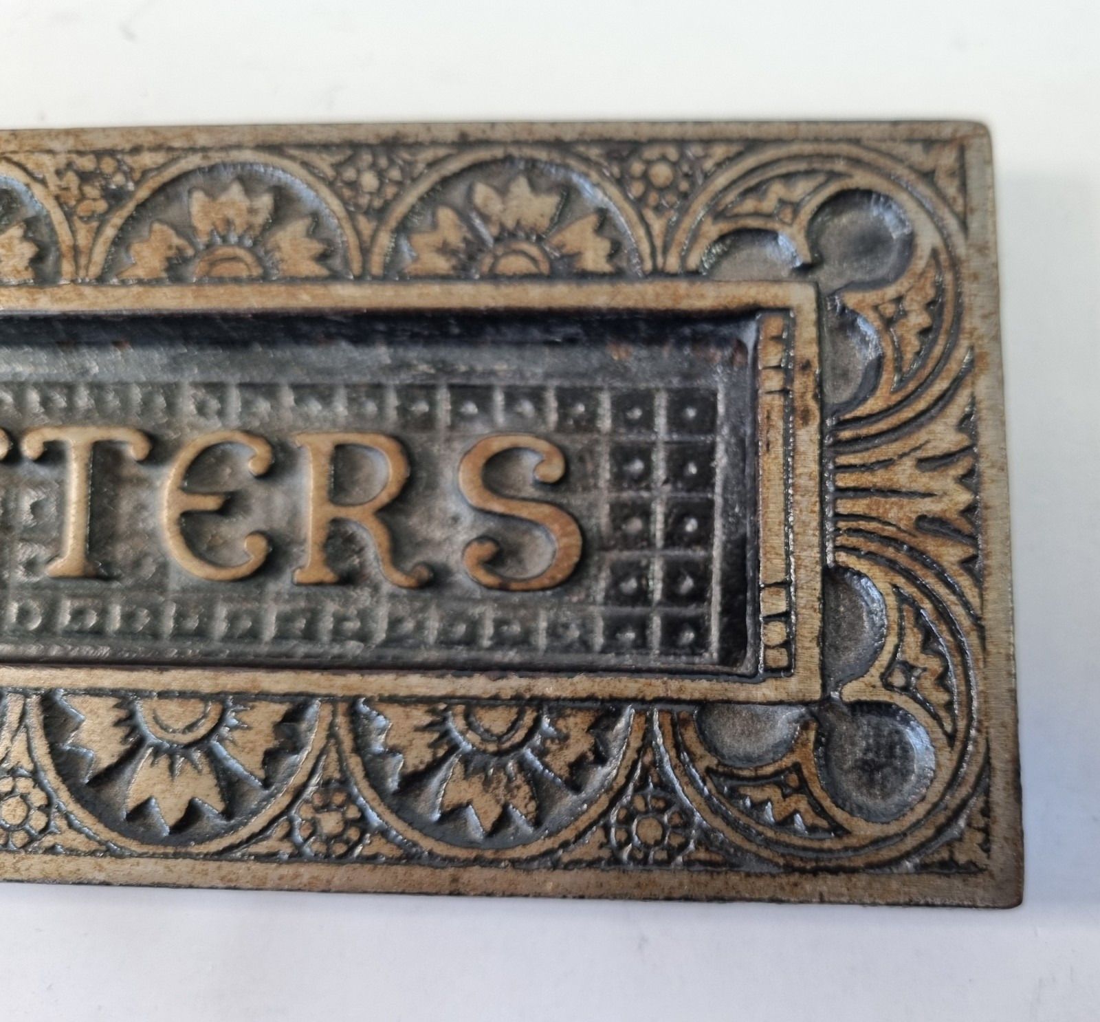 A.Kenrick Antique Victorian Cast Iron Letter Box Plate C.1890 Ornate 'Letters' photo 72.0