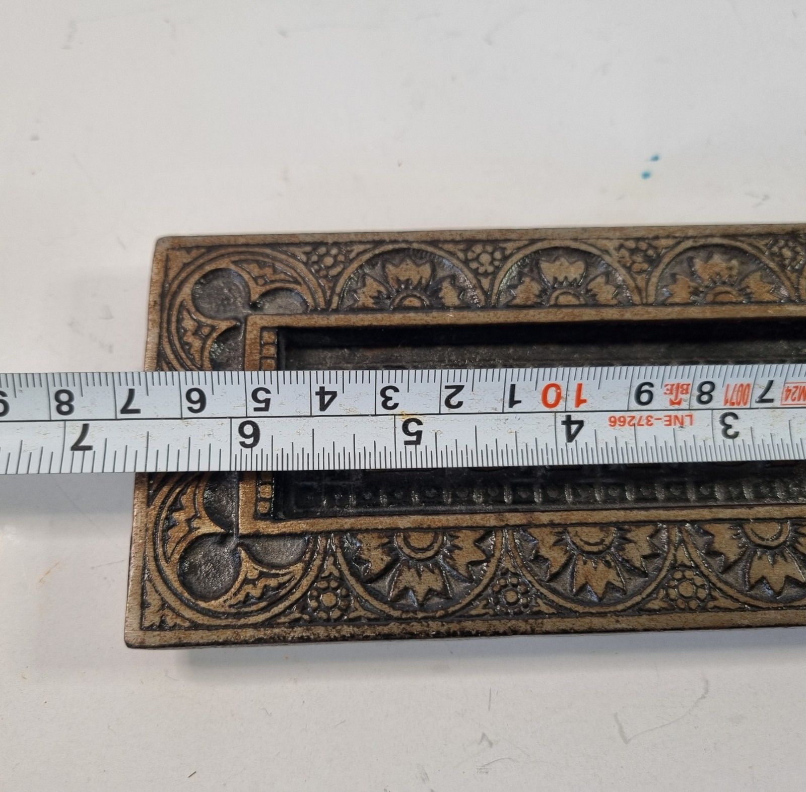 photo furniture A.Kenrick Antique Victorian Cast Iron Letter Box Plate C.1890 Ornate 'Letters'