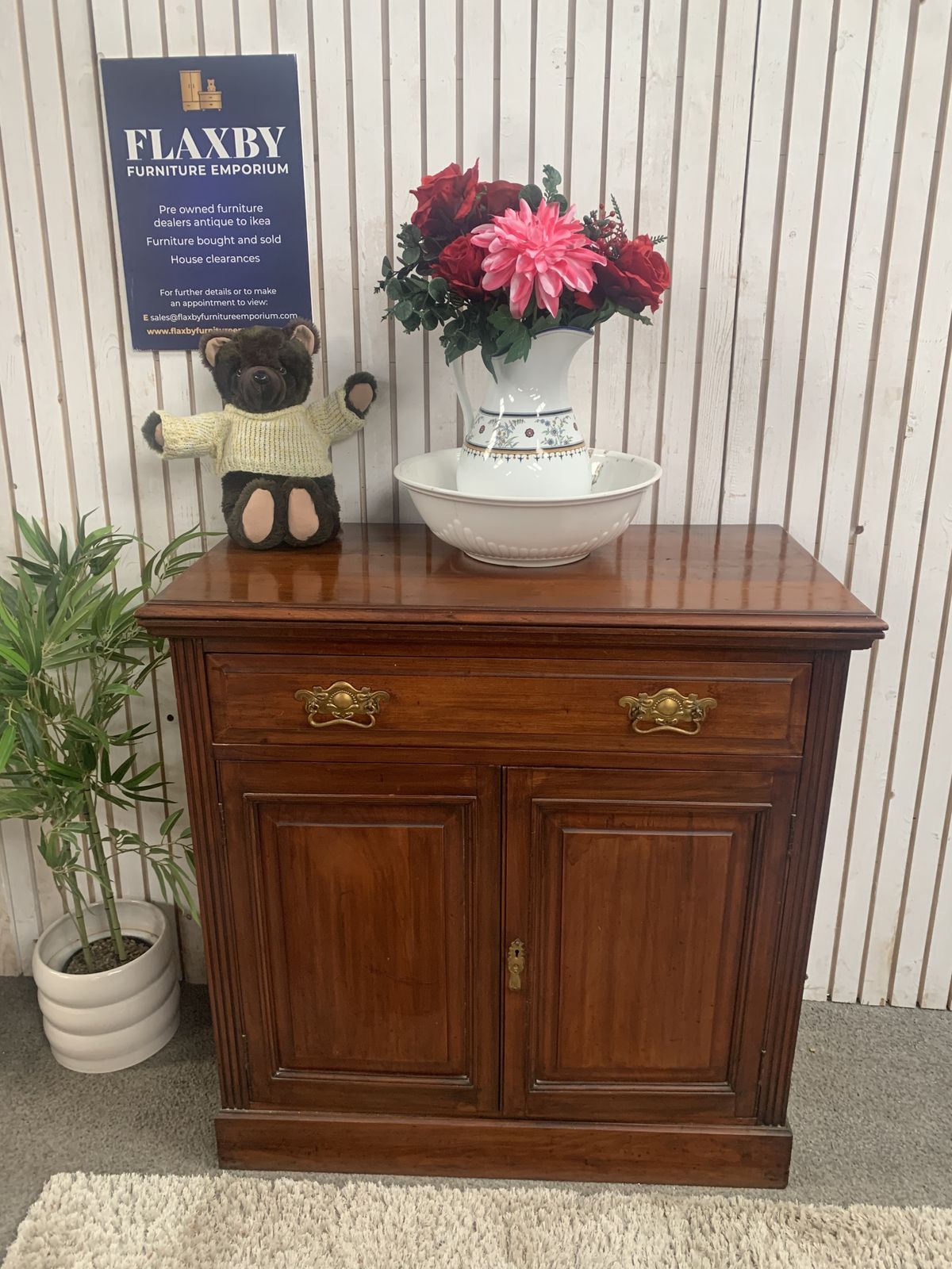 Antique Leeds Co Op Mahogany Flip Top Server / Sideboard   "Our Own Make"
