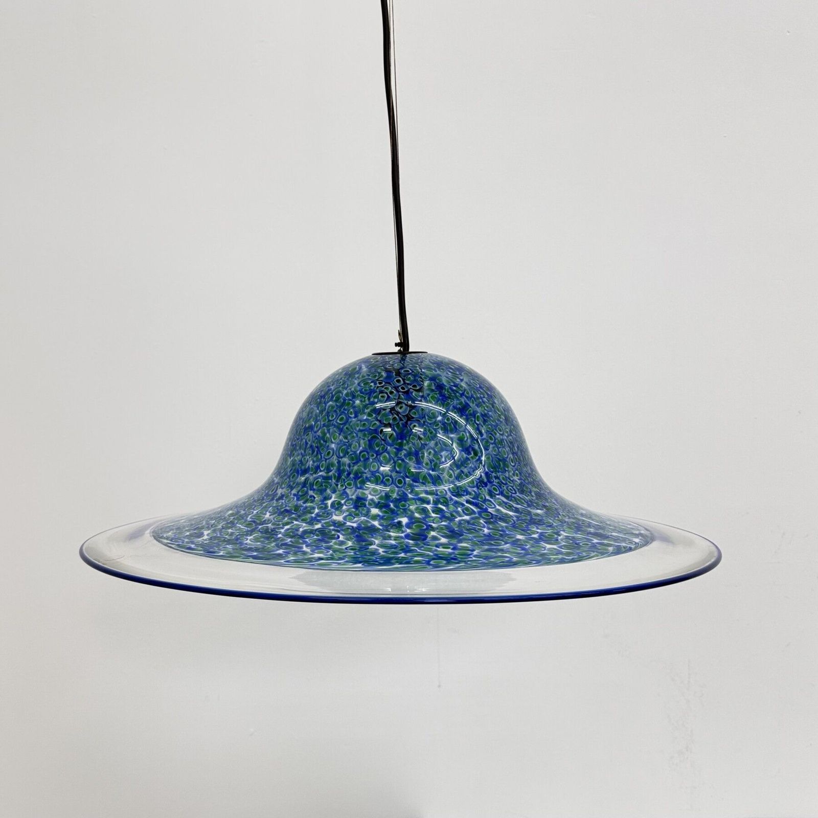 Blue Murano Glass Hanging Lamp Neverrino By Gae Aulenti For Vistosi Italy , 1970s