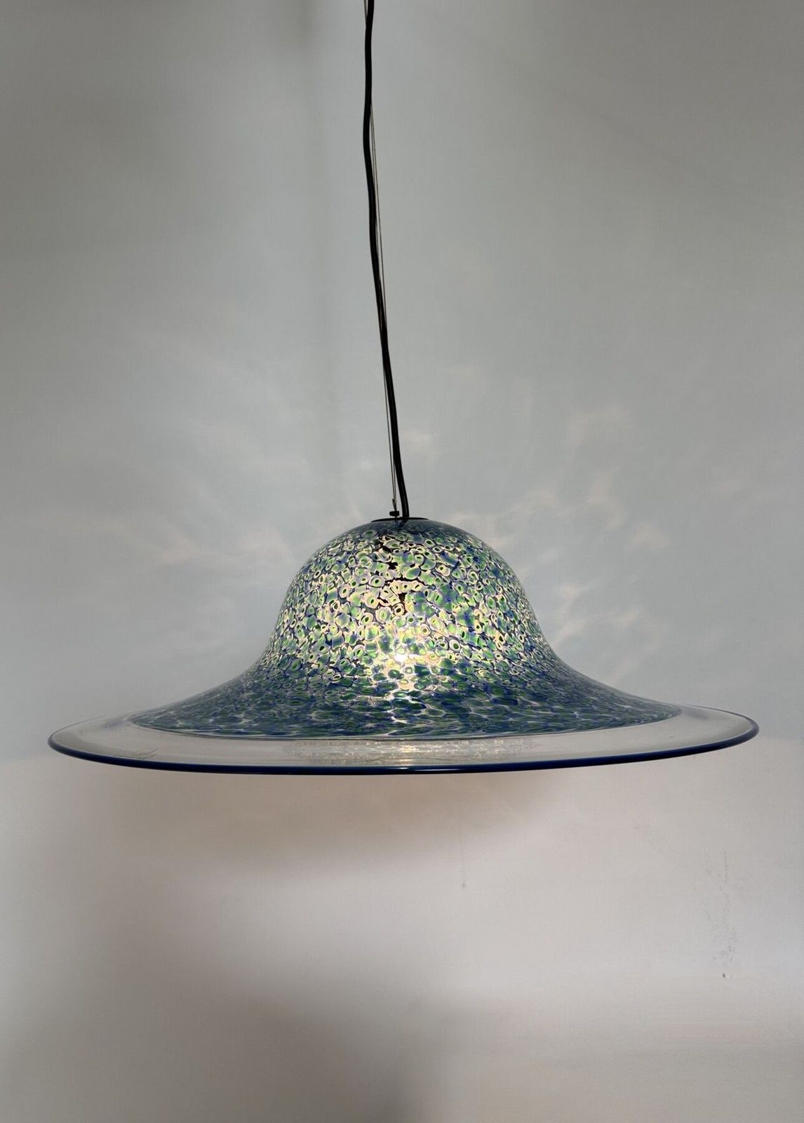 Blauwe Murano glazen hanglamp Neverrino van Gae Aulenti voor Vistosi, Italië, jaren 1970 photo vinterior