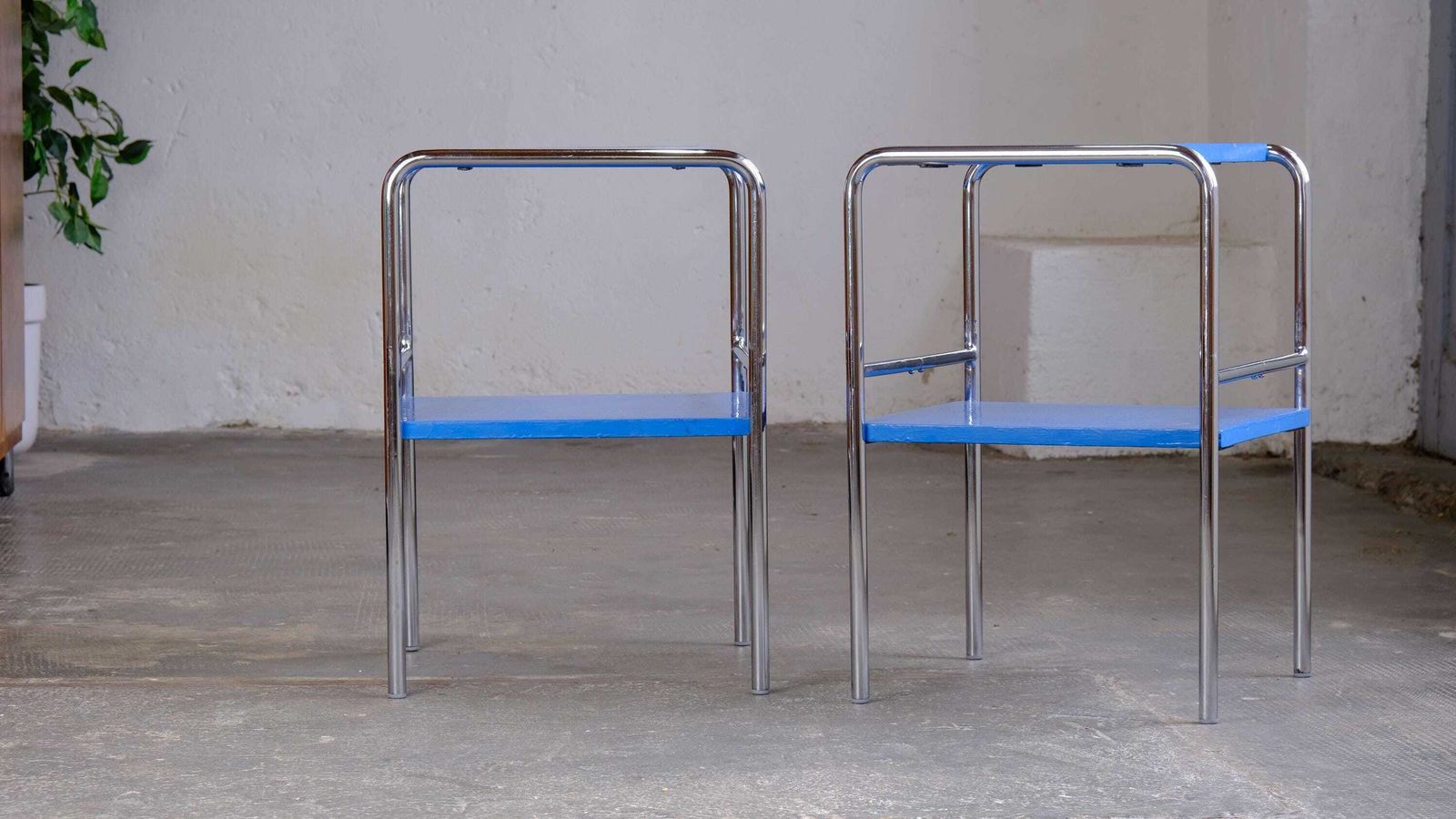 Set Of Two Bauhaus Bedside Tables By Mücke Melder In Blue photo Furniture