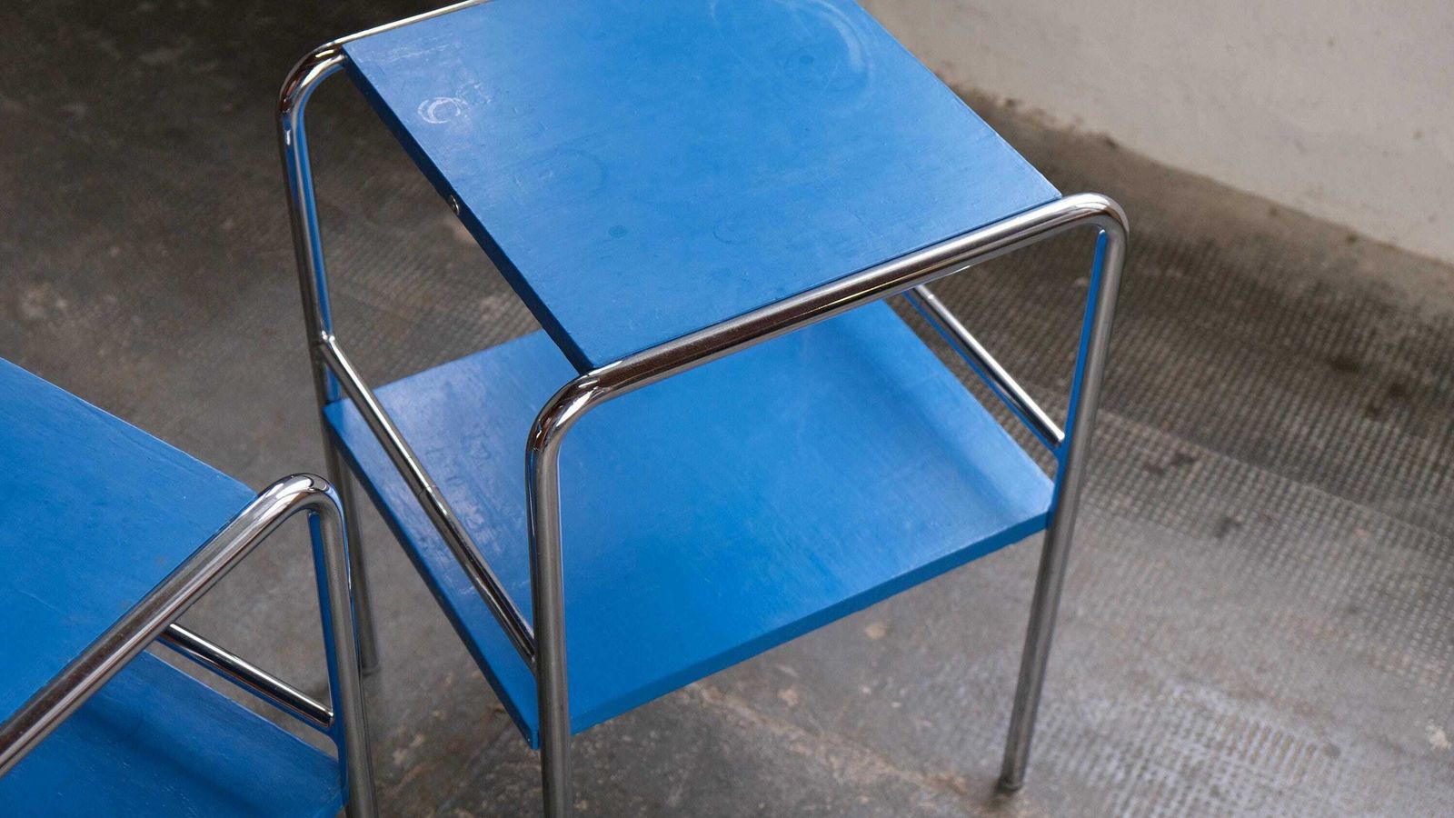 Set Of Two Bauhaus Bedside Tables By Mücke Melder In Blue photo 1069.0