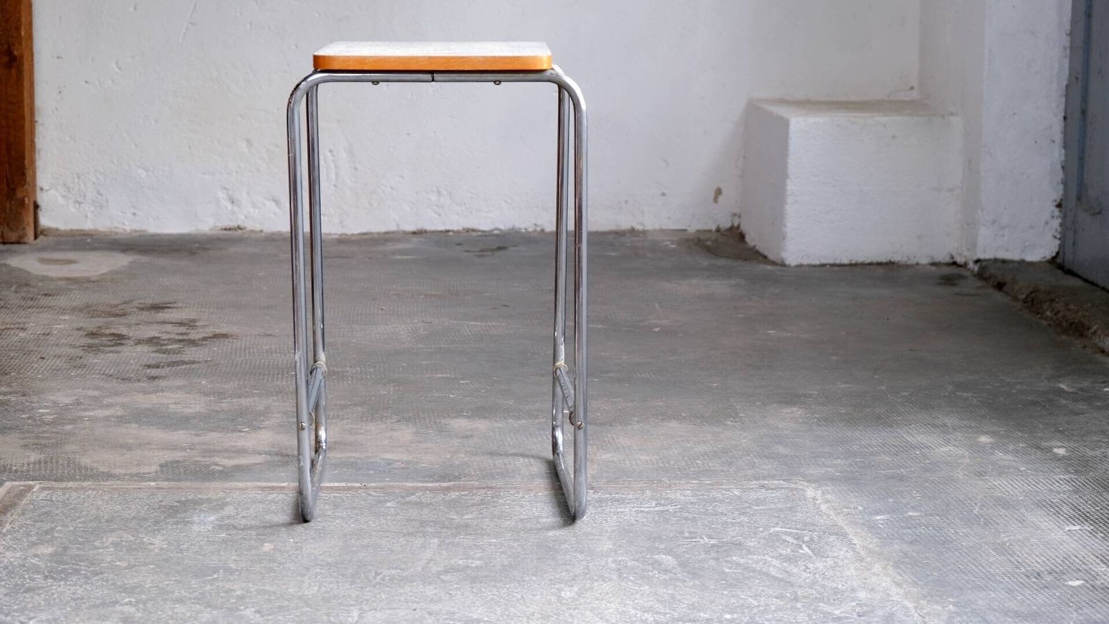 Tubular Steel Side Table With White Bakelite Plate photo furniture