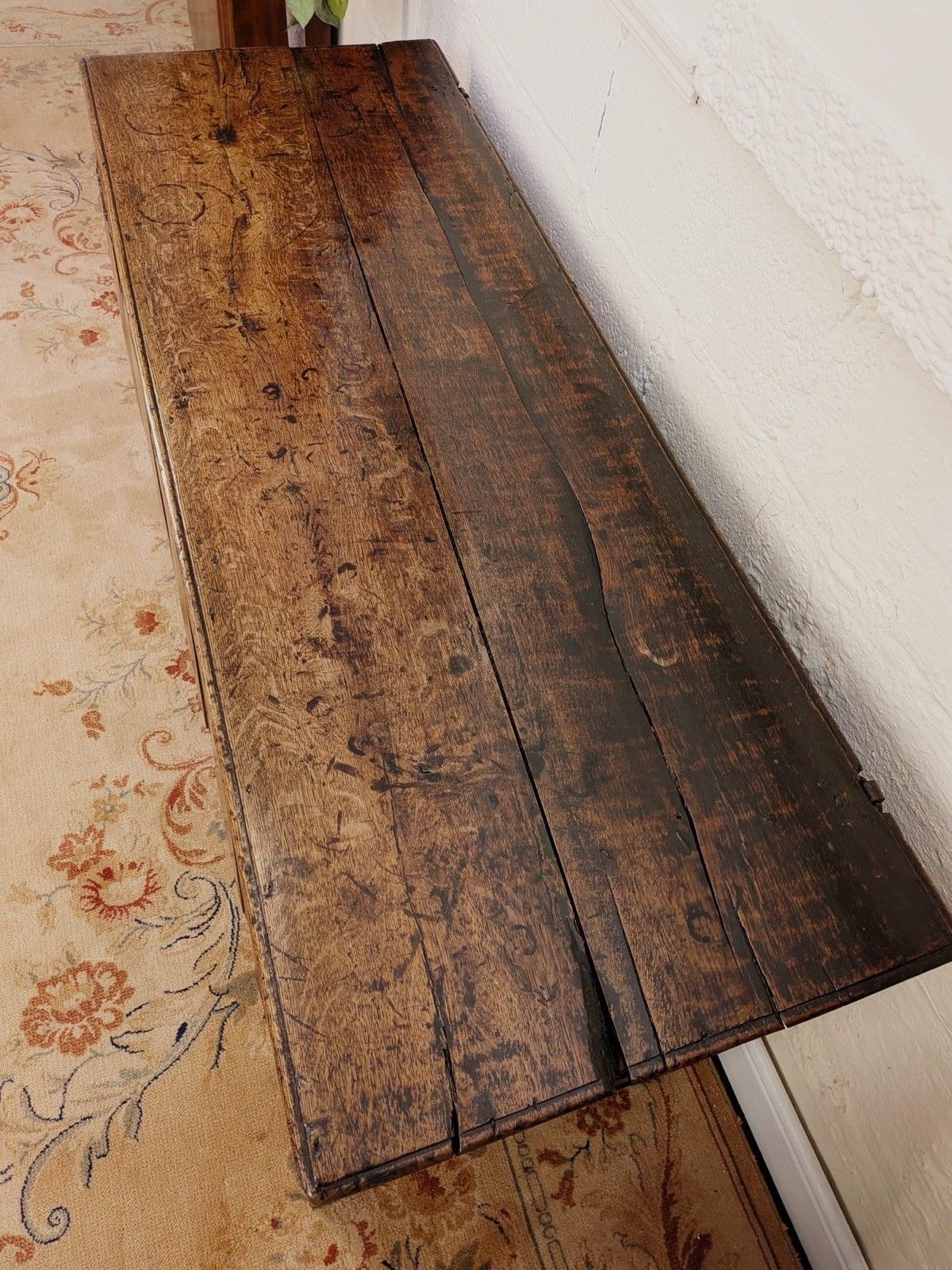 Period Rustic Golden Oak 5 Panel Kist Coffer photo for sale