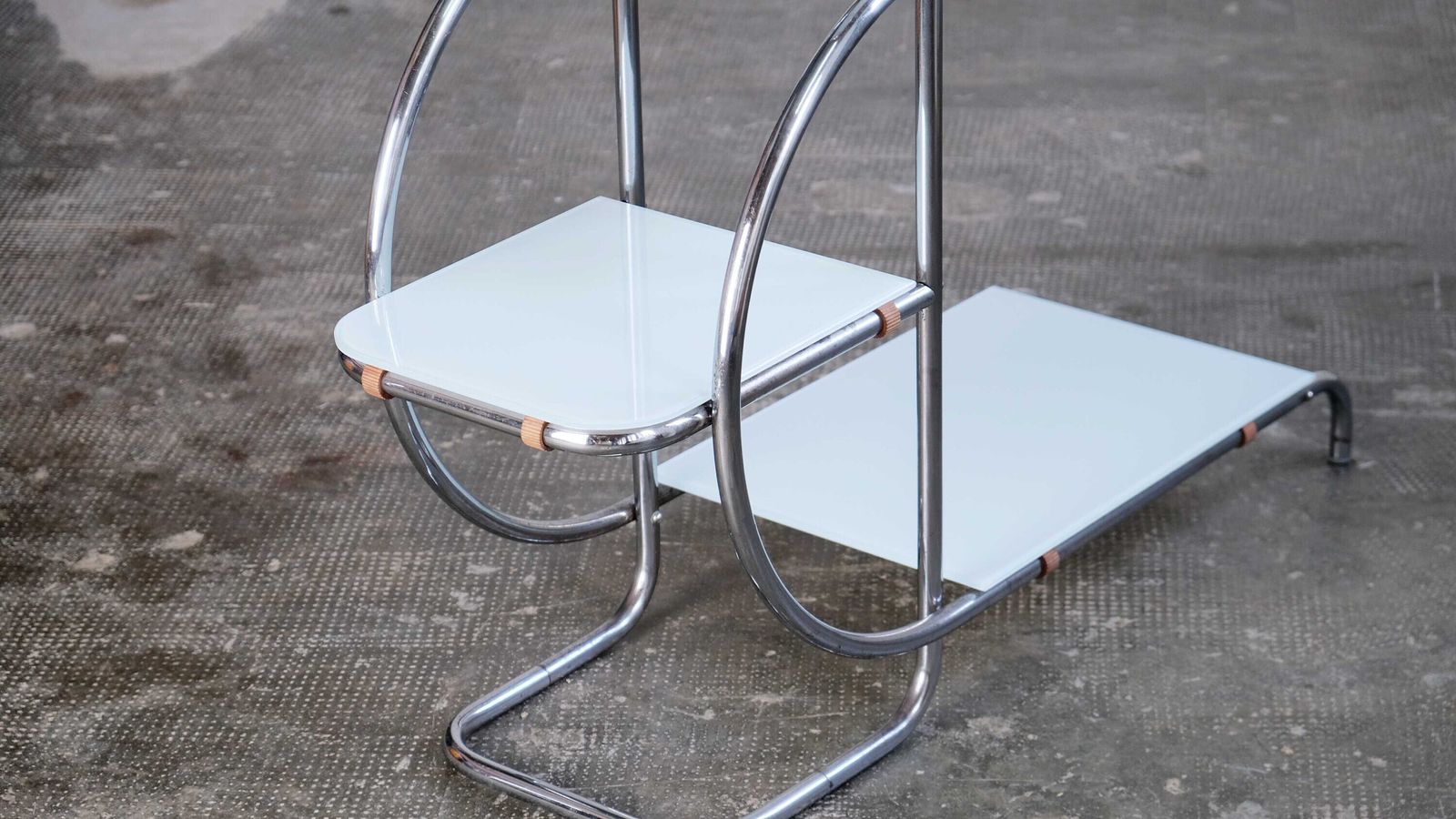 photo for sale Large Bauhaus Style Tiered Serving Stand With Black Or White Glass Plates