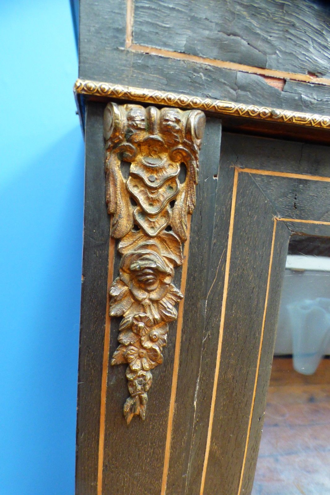 Victorian Ebonised Pier Display Glazed Cabinet Ornate Details Uk Delivery photo vintage