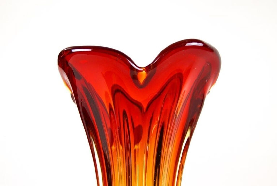 photo for sale 20th Century Murano Glass Vase, Mid Century   Red / Orange, It Ca. 1960/70