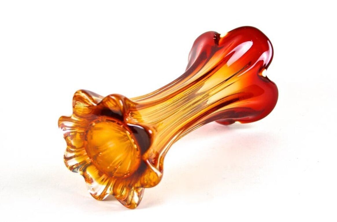 Home Decor 20th Century Murano Glass Vase, Mid Century   Red / Orange, It Ca. 1960/70 photo