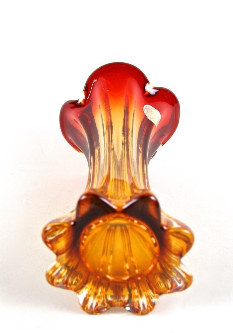 photo buy 20th Century Murano Glass Vase, Mid Century   Red / Orange, It Ca. 1960/70