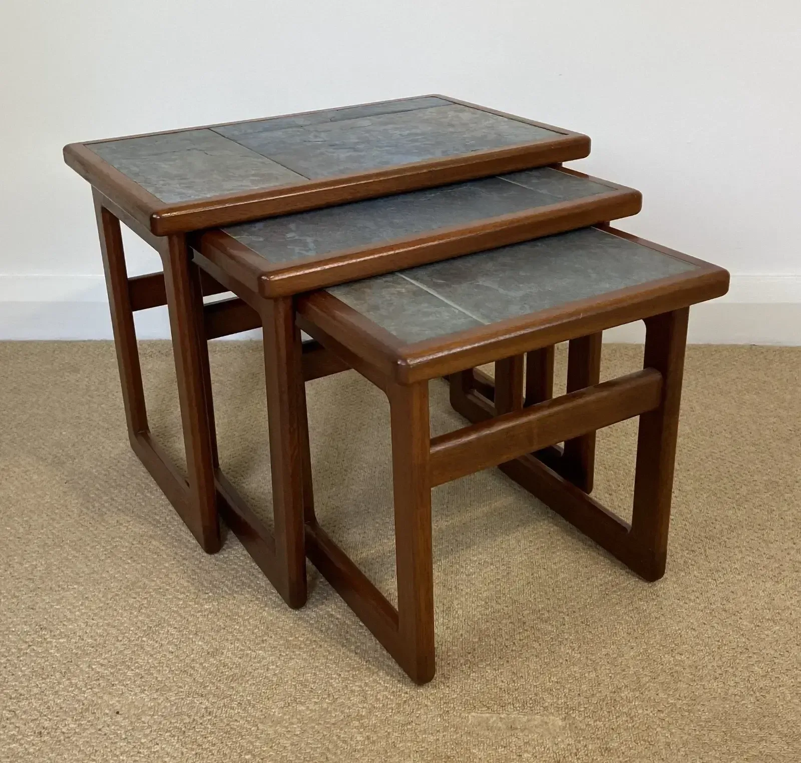 Mid Century Danish Tiled Top Nest Of Coffee/Side Tables photo furniture