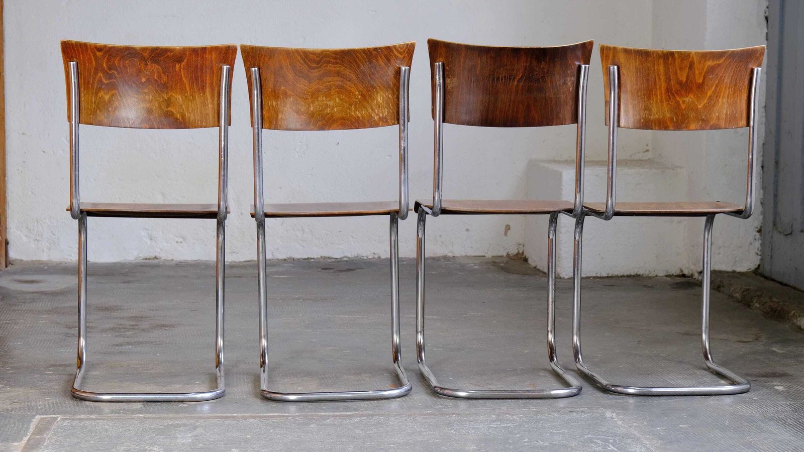 Set Of Four Bauhaus Cantilever Chairs After Mart Stam, S 43 By Slezak photo vintage