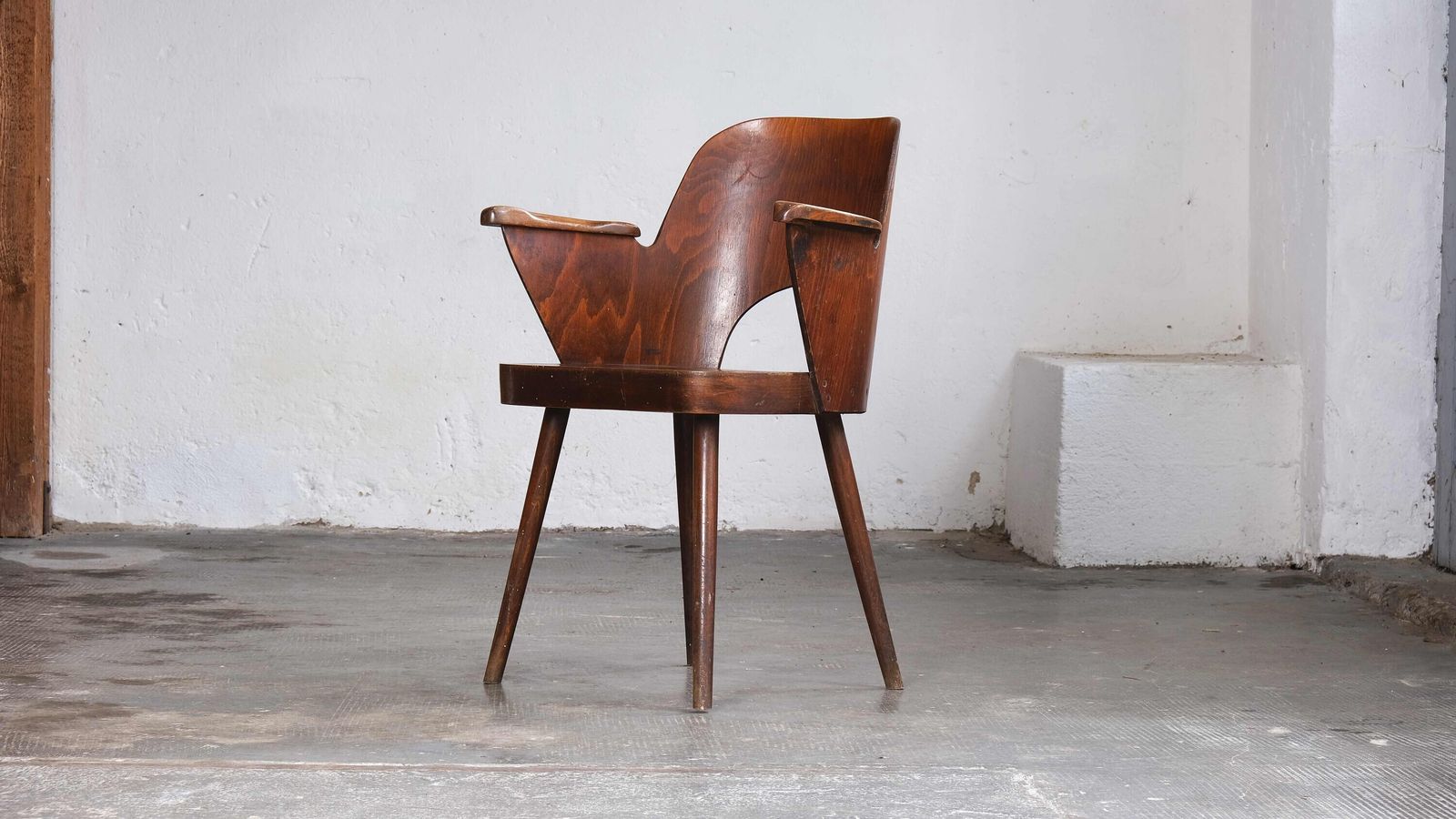 Mid Century Armchair By Oswald Haerdtl In Chestnut Brown photo buy