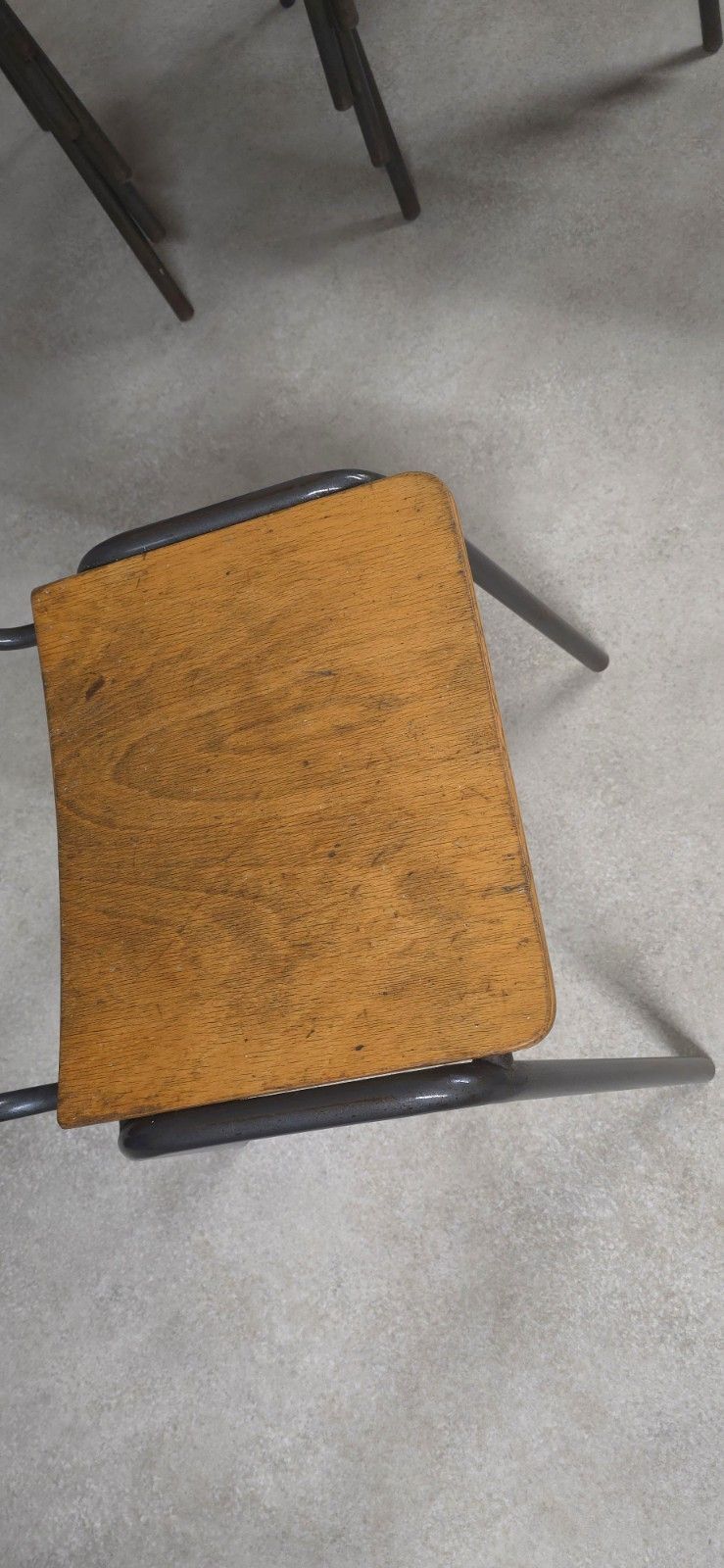 Vintage Industrial Stacking Chairs Steel Style Furniture Plywood & Steel photo vinterior