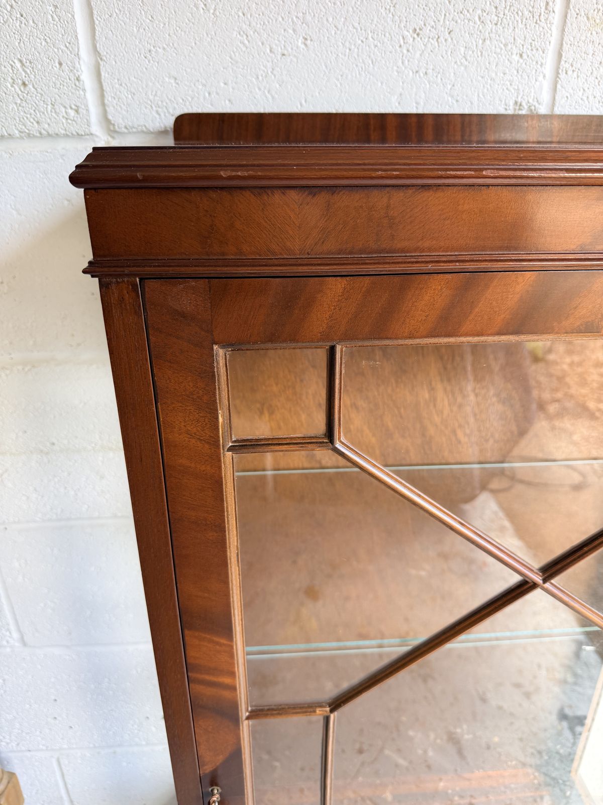 Handsome Vintage Glass Front China Cabinet   Astragal Glazing   Flame Mahogany photo vintage