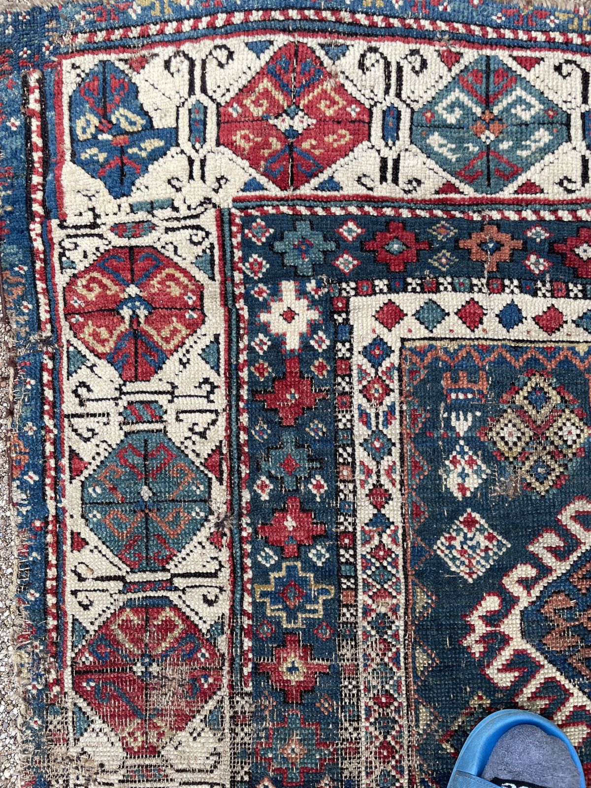 Antique Caucasian Shirvan Runner (Fragment). photo vintage