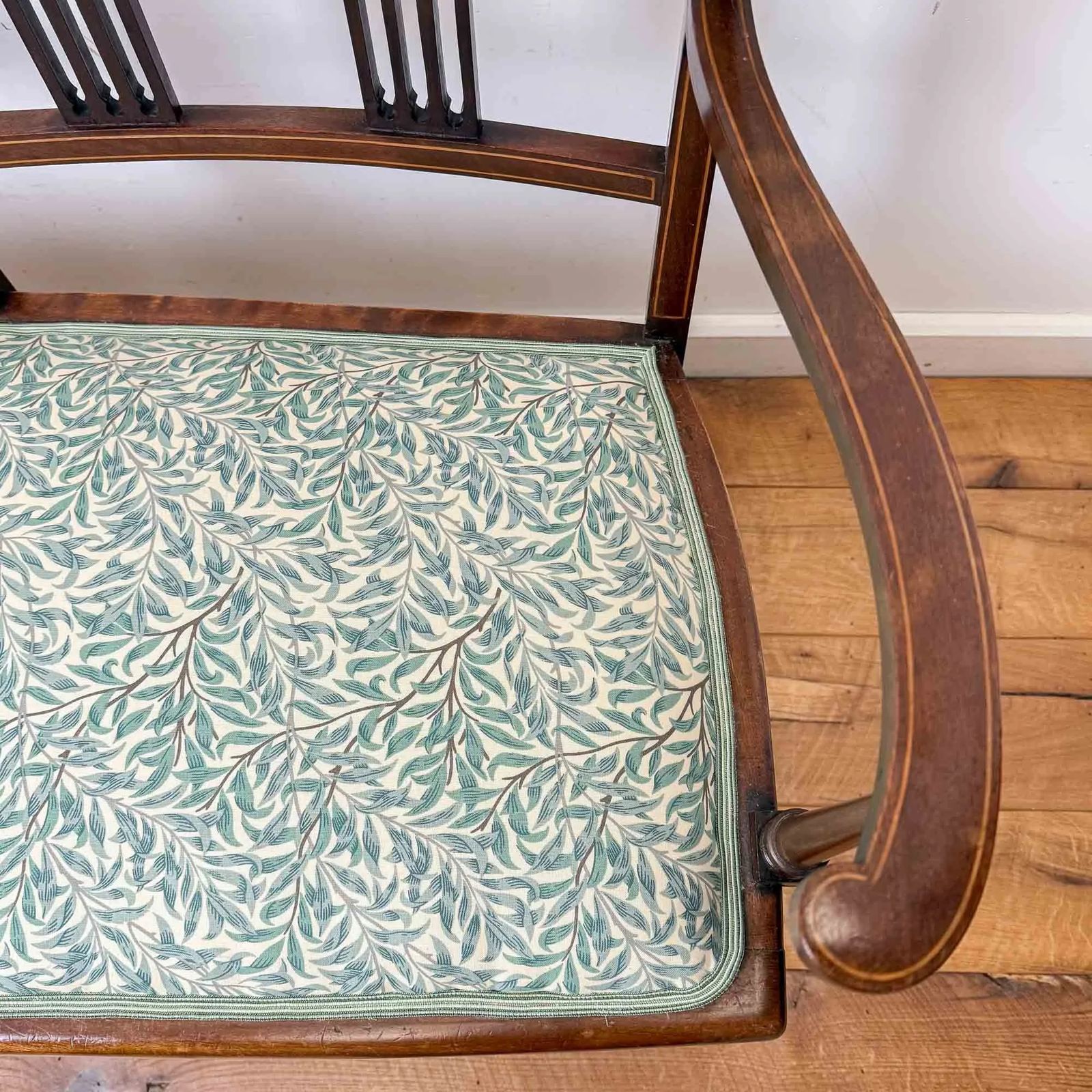 photo for sale Edwardian Art Nouveau Inlaid Mahogany Settee