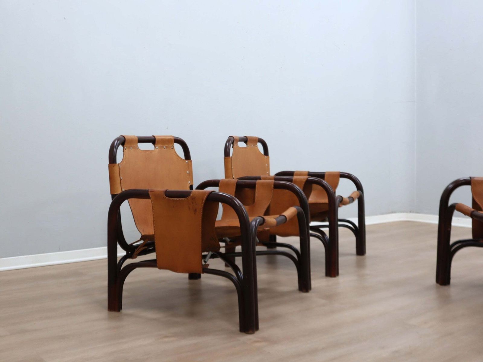 Mid-Century Tito Agnoli fauteuil, leer en bamboe, jaren 1960 photo 1185.0