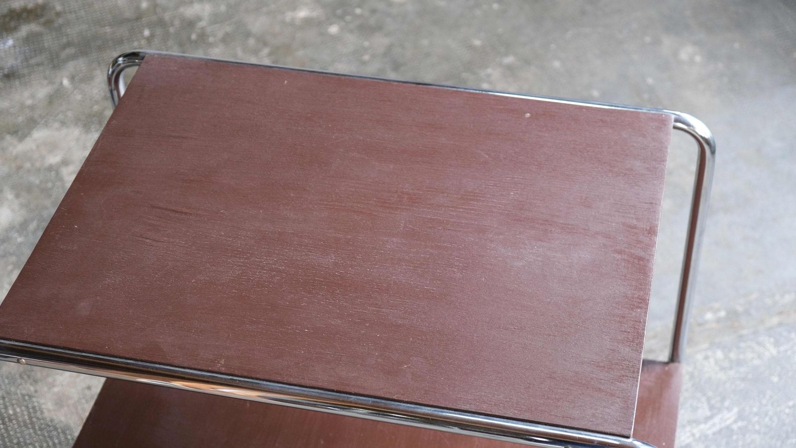 Tubular Steel Side Table With Brown Wooden Shelves photo Furniture
