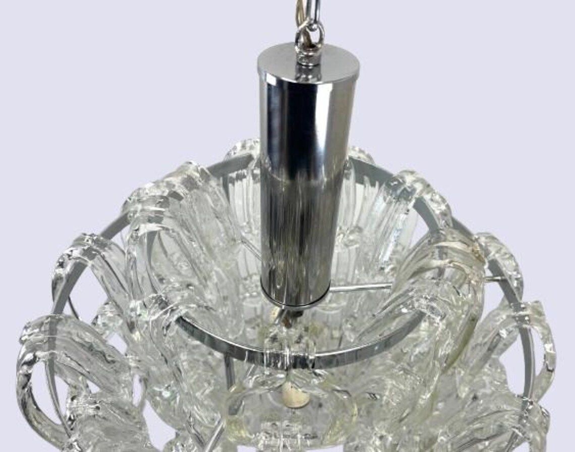 Murano Chandelier  Mid Century Chandelier  Italian Lamp 60s  Pop Art Glass Chandelier photo vinterior