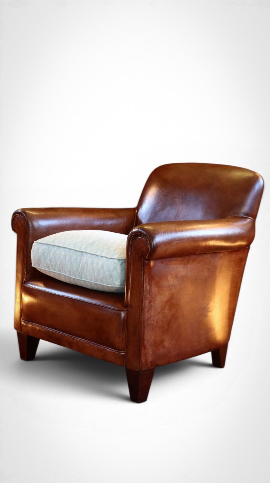 Laura Ashley Burlington Leather Library Club Fireside Leather Armchair Tan Del🚚 photo furniture