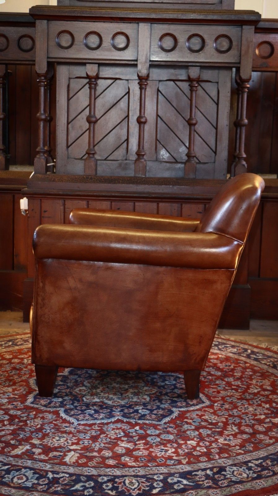 Furniture Laura Ashley Burlington Leather Library Club Fireside Leather Armchair Tan Del🚚 photo