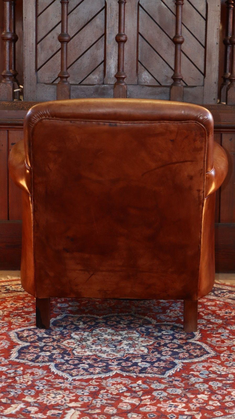 photo vinterior Laura Ashley Burlington Leather Library Club Fireside Leather Armchair Tan Del🚚
