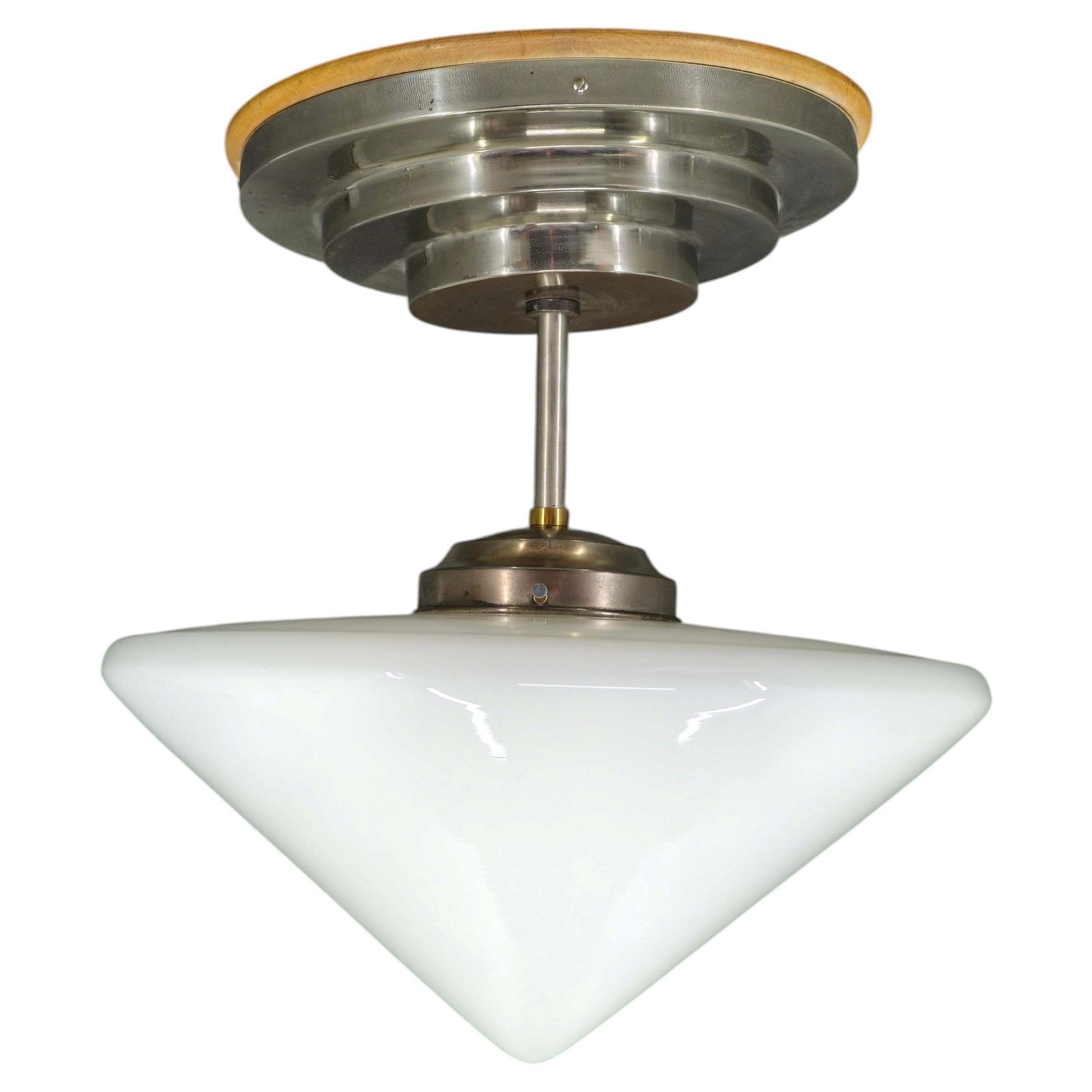 Tsjechische art deco plafondlamp van opalineglas, jaren 1930