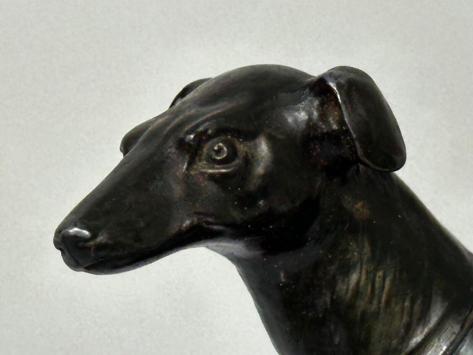 photo buy Small British Art Deco Sporting Prized Racing Greyhound Stud Bronze Sculpture