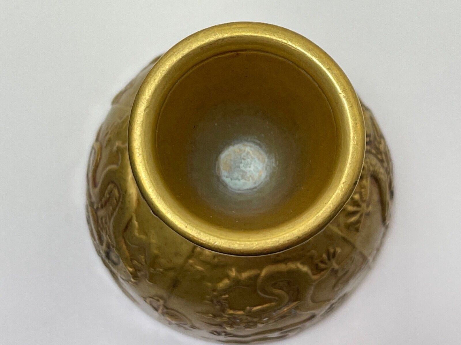 Small Chinese Qing Dynasty Gilded Bronze Drinking Vessel Dragon Wine Goblet photo vinterior