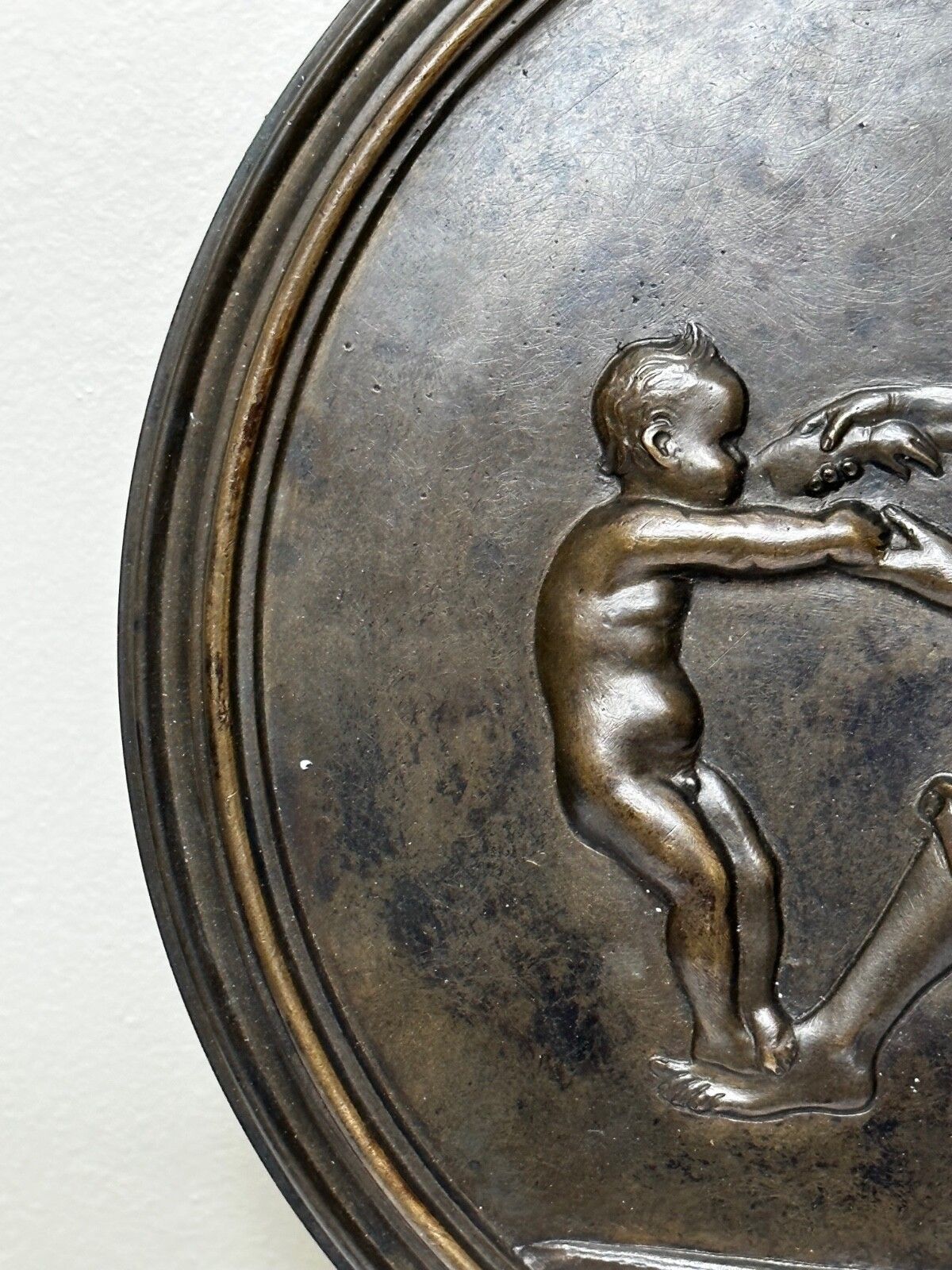 19th Century Coalbrookdale Bronze Circular Plaque Mother Holding Her Child photo 2000.0
