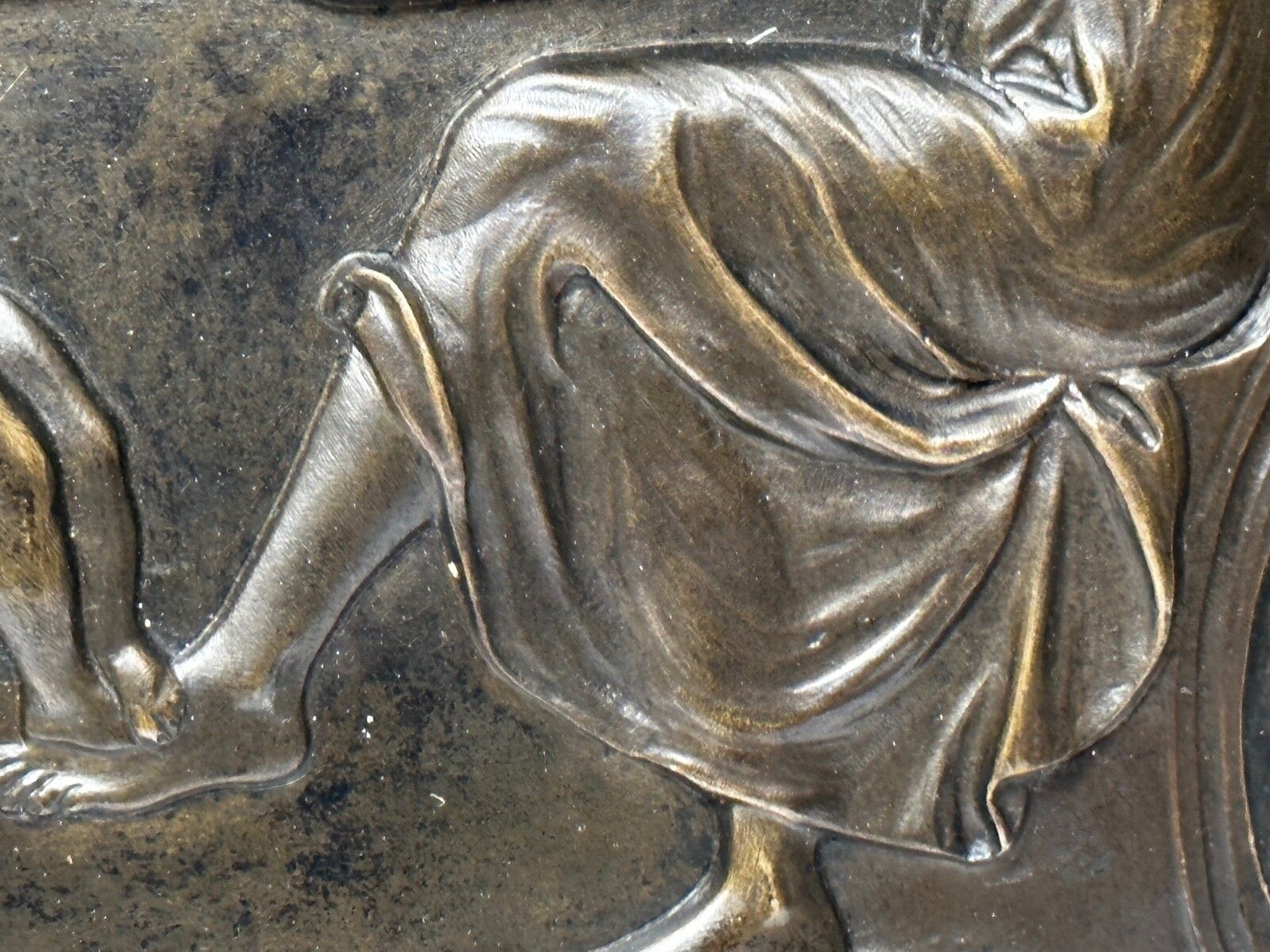 photo buy 19th Century Coalbrookdale Bronze Circular Plaque Mother Holding Her Child