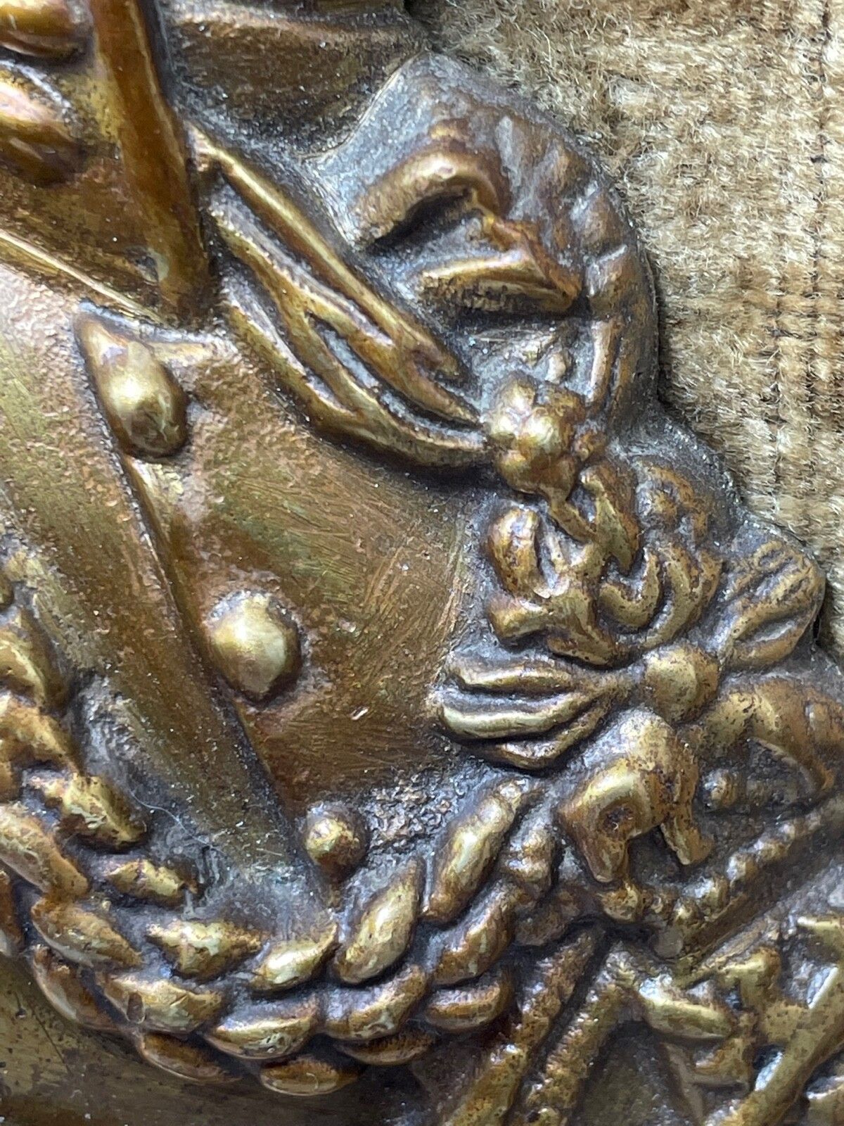 photo furniture Early Victorian Gilded Ormolu Bronze Portrait Duke Wellington Wall Plaque Sculpture