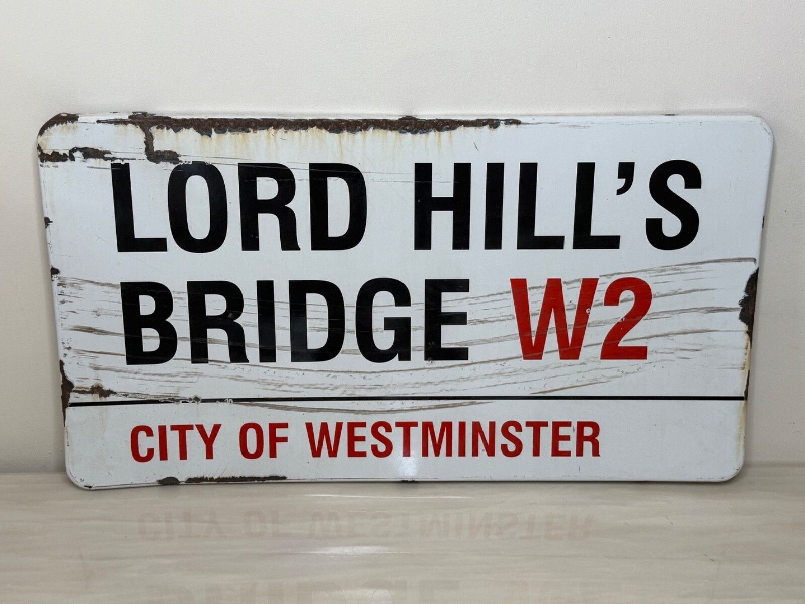 Mid Century Lord Hill’s Bridge W2 Original City Of Westminster Enamel Street Sign Sir Misha Black Design photo furniture