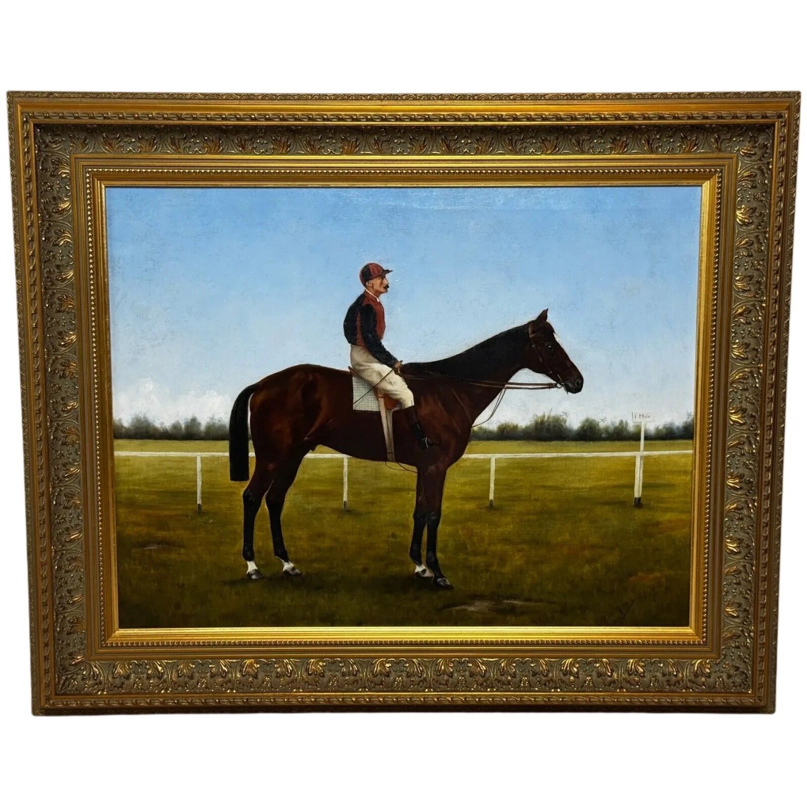 19e-eeuws ruitersschilderij, olieverf, Master Walter, winnaar Governor's Cup, Colombo Races, in de stijl van Harry Hall