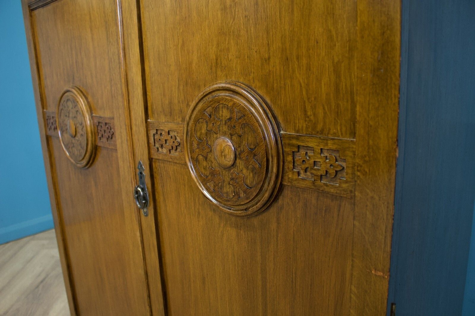 Art Deco Oak Tallboy / Compactum The Valet, 1930s #1761 photo vintage