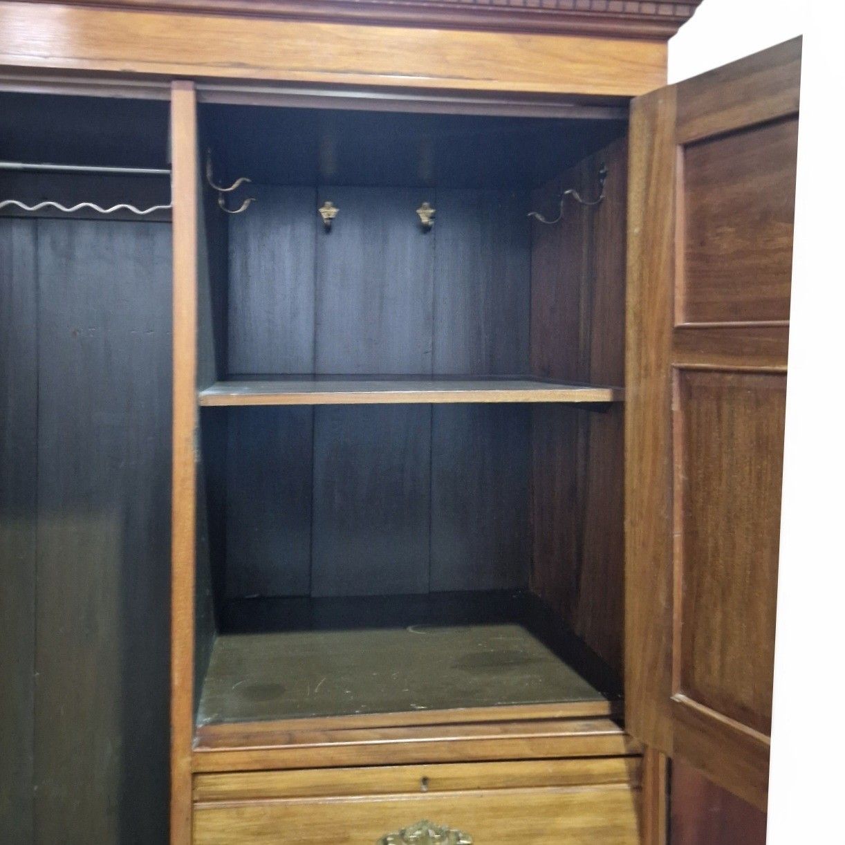 Antique Scottish Ash Wardrobe Mirror Door Antique Combination Armoire Victorian photo 495.0