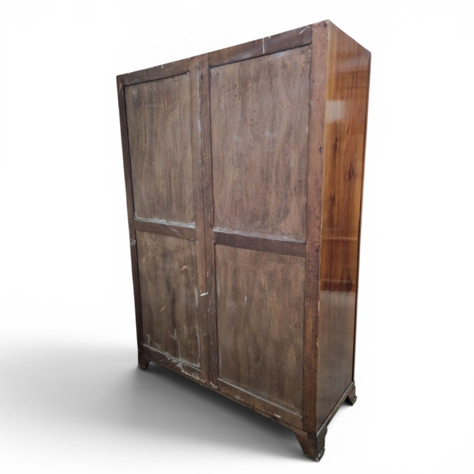 photo vintage Art Deco Walnut Wardrobe Armoire Antique Vintage Figured Double Doors Carved
