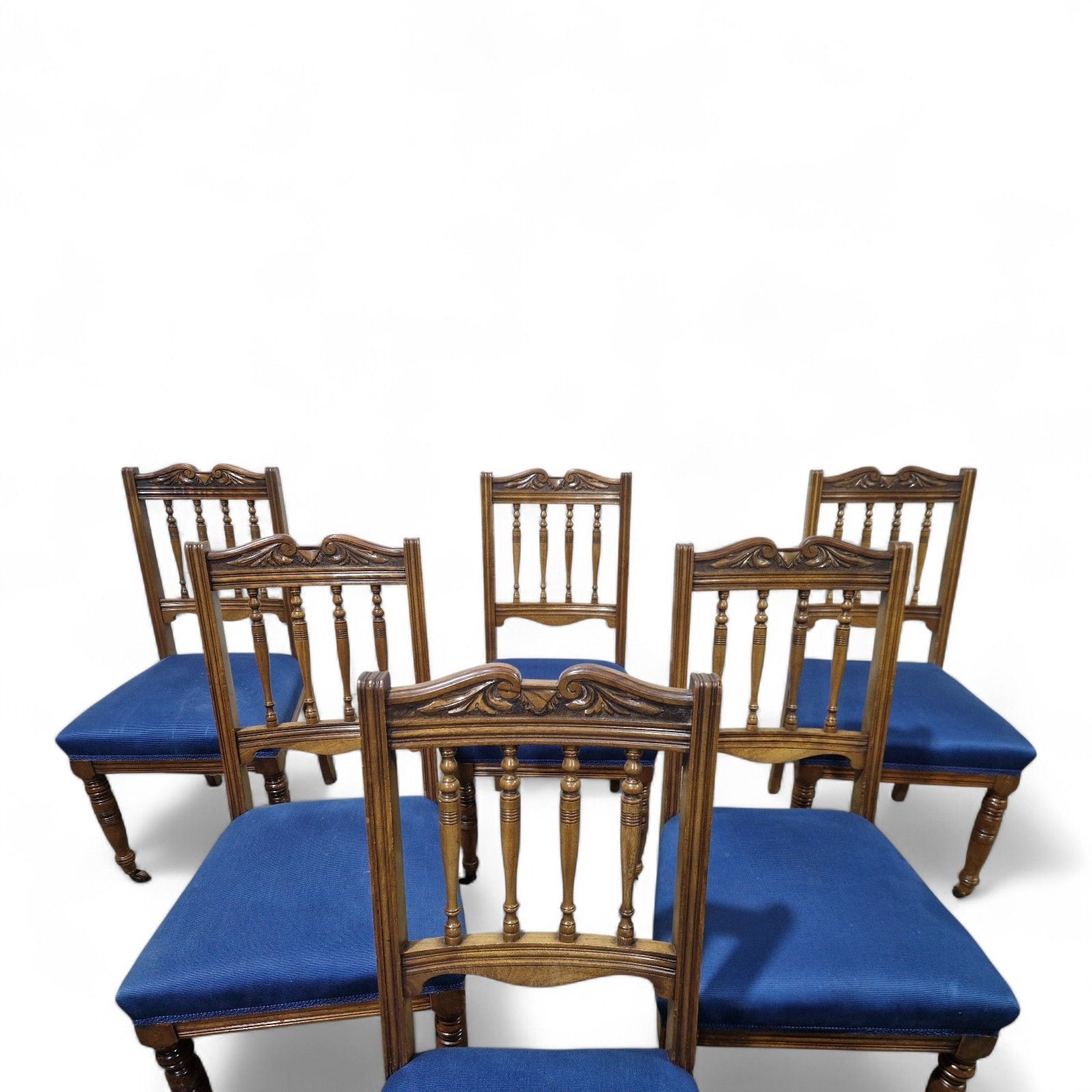 Antique Walnut Chairs Set Of 6 Carved Wood Kitchen / Spindle Back Dining Chairs photo buy