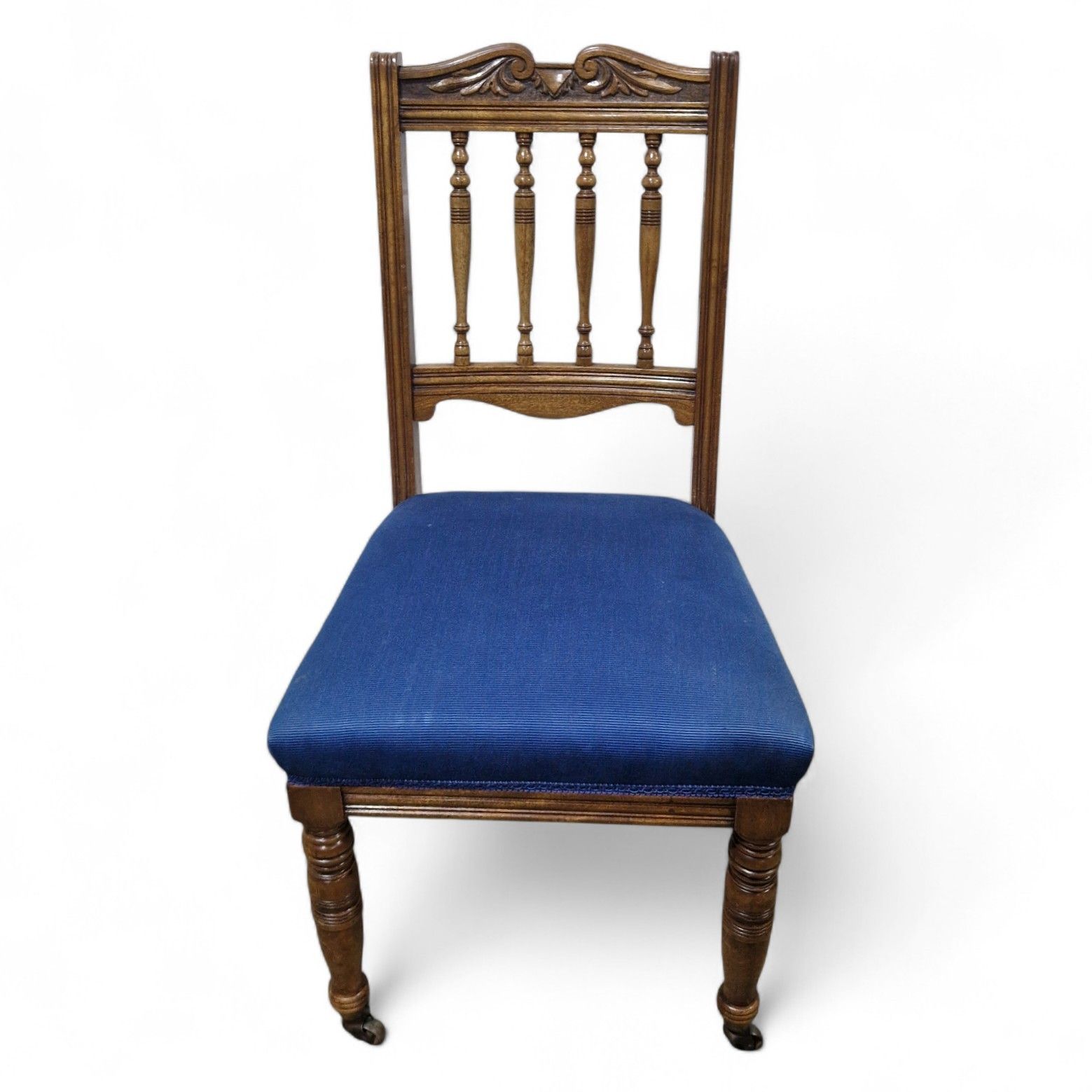 photo vintage Antique Walnut Chairs Set Of 6 Carved Wood Kitchen / Spindle Back Dining Chairs