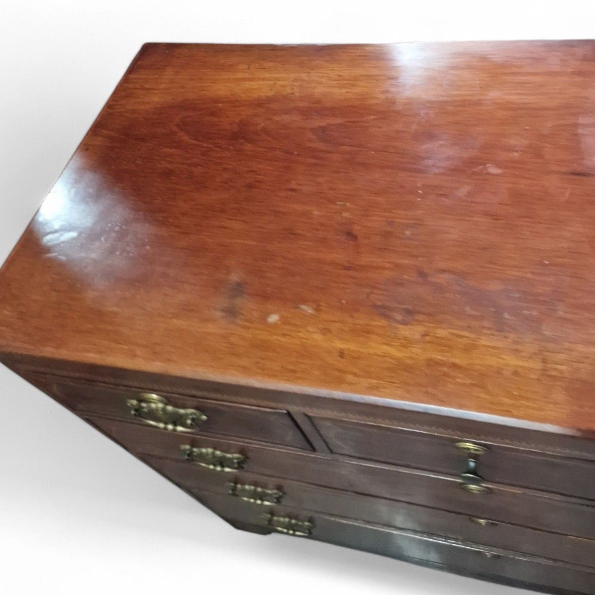 Furniture Antique Georgian Mahogany Chest Of Drawers Inlaid 6 Drawer Large Chest photo