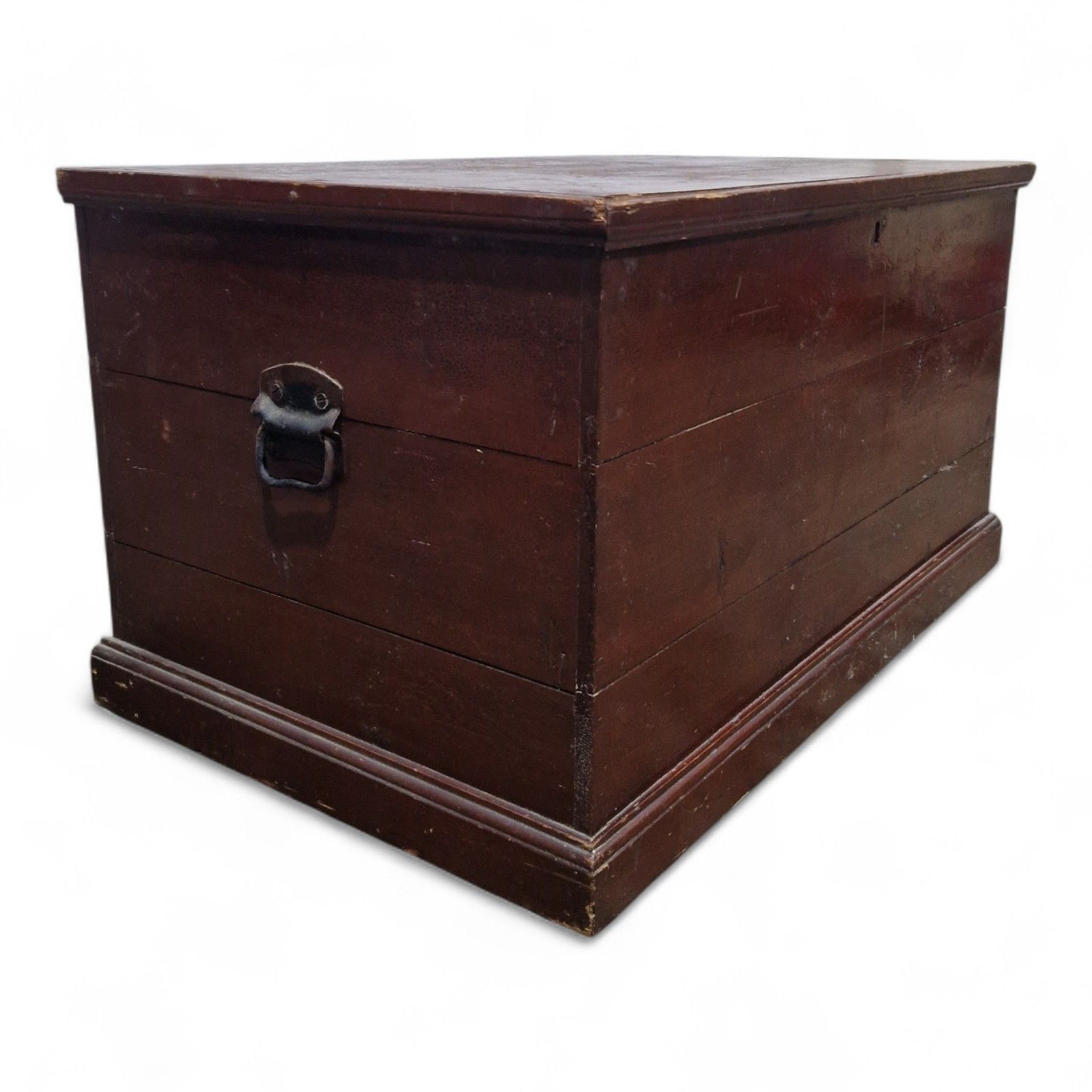 Antique Victorian Pine Box Flat Top Blanket Chest Wooden Storage Trunk photo furniture