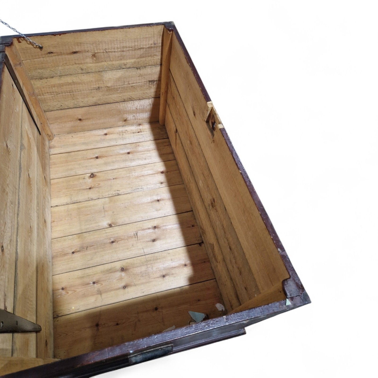Antique Victorian Pine Box Flat Top Blanket Chest Wooden Storage Trunk photo 180.0