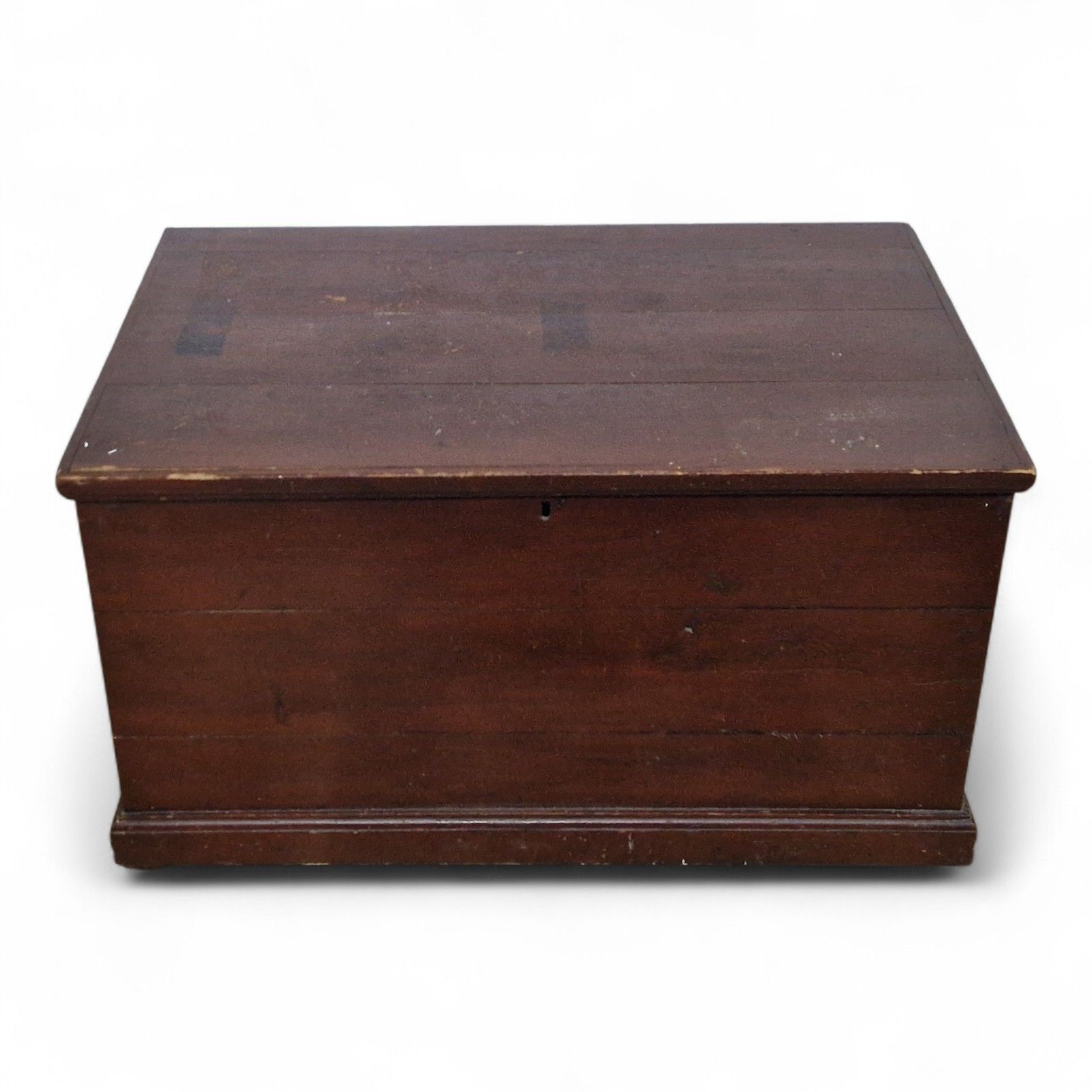 Antique Victorian Pine Box Flat Top Blanket Chest Wooden Storage Trunk photo vintage
