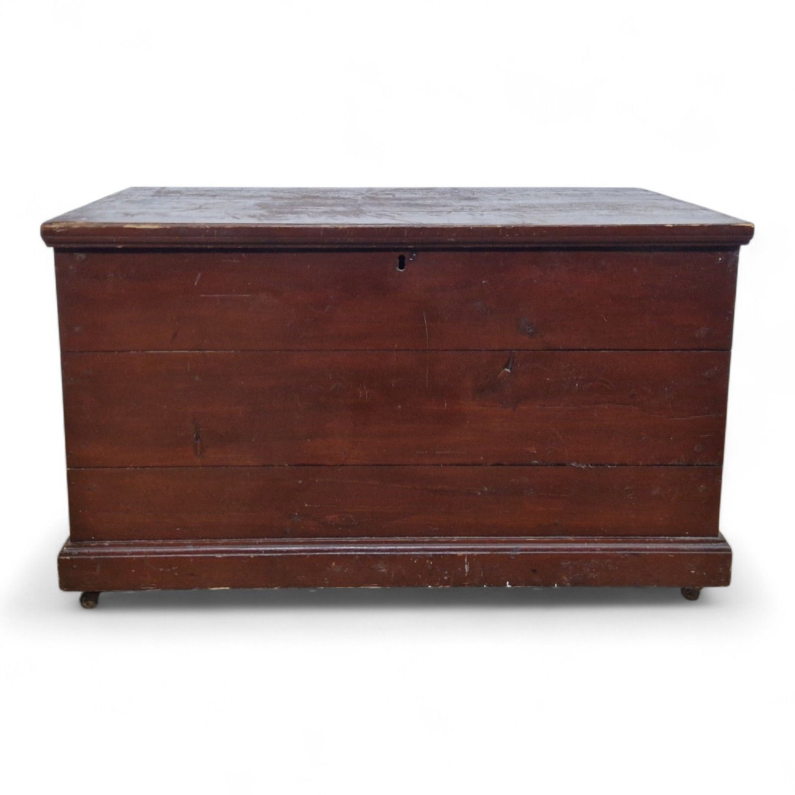 photo furniture Antique Victorian Pine Box Flat Top Blanket Chest Wooden Storage Trunk