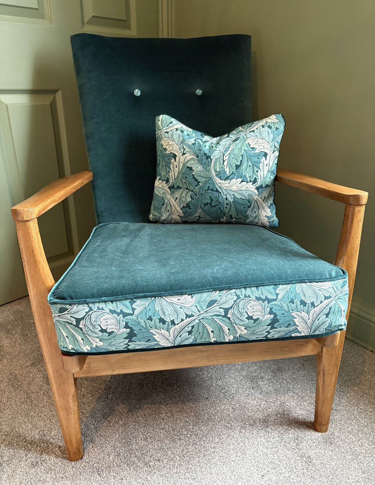 Parker Knoll Chair Refurbished In William Morris Acanthus.
