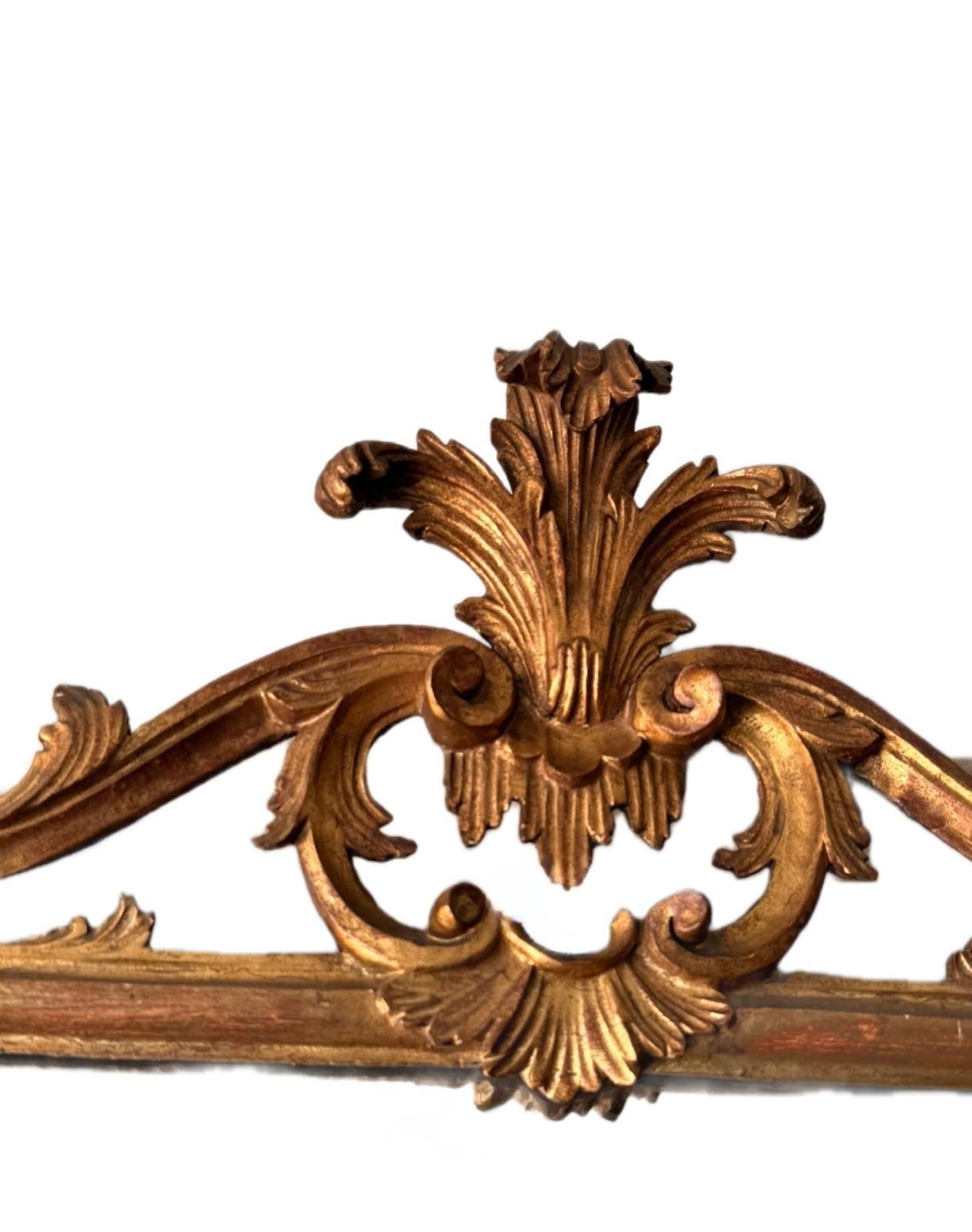 Console Mirror Large Carved Wood Top With Peak Decoration Italy Rococo Late 18th Century photo furniture