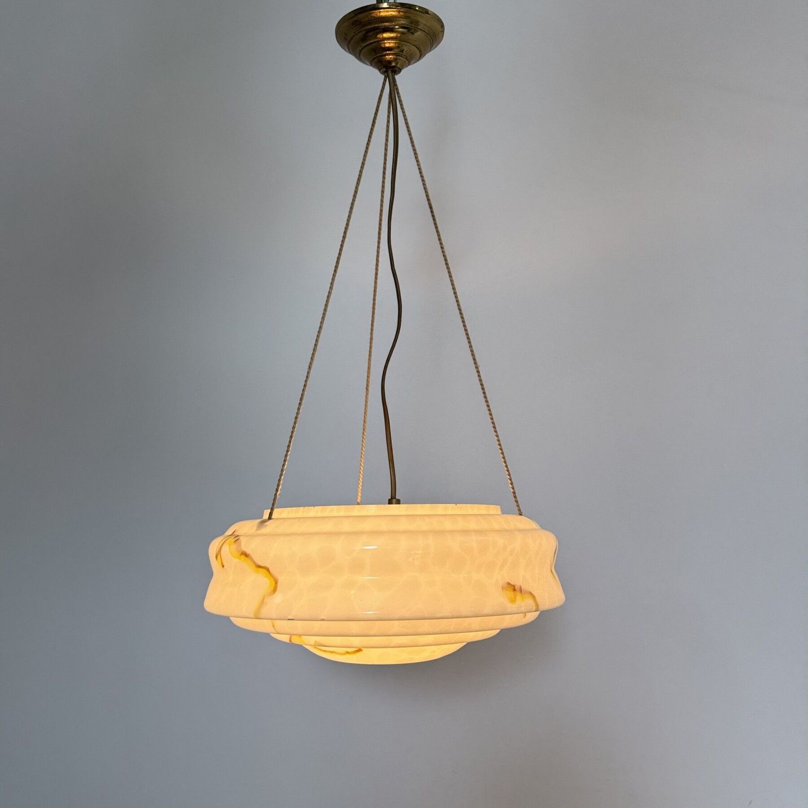 Art Deco Glass Hanging Lamp , 1950s photo for sale