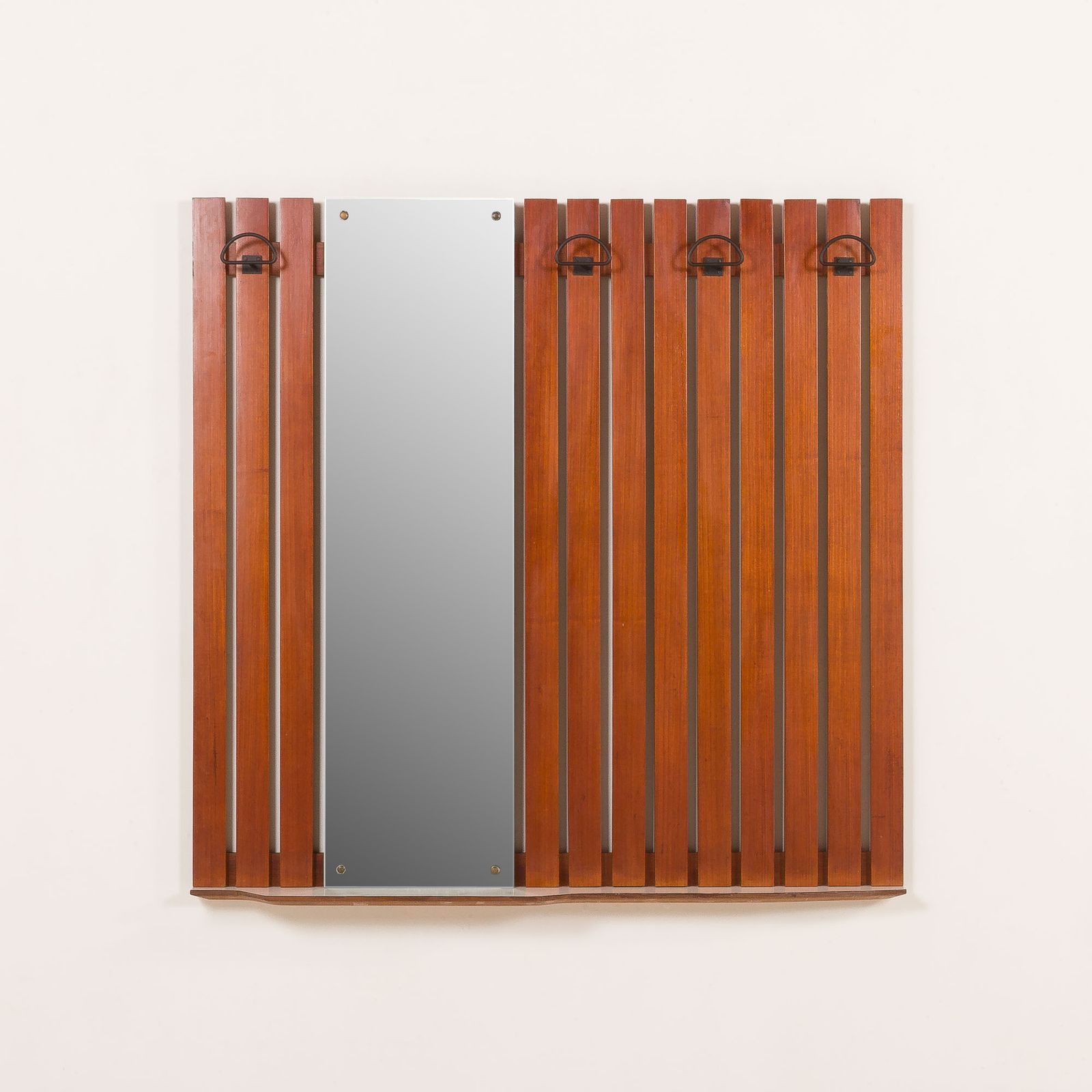 Coat Rack In Teak With Mirror And A Shelf, Italy, 1960s photo furniture