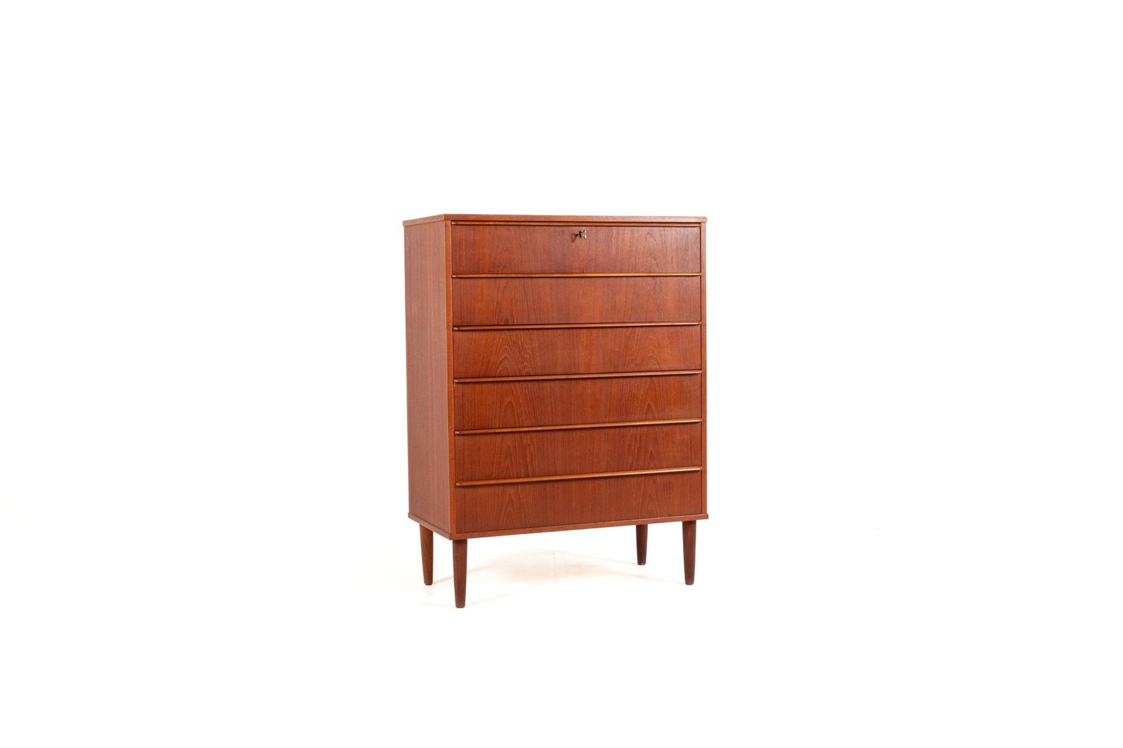 Vintage 1960s Danish Teak Tallboy Chest Of Six Drawers By Si Bomi Møbler photo vintage
